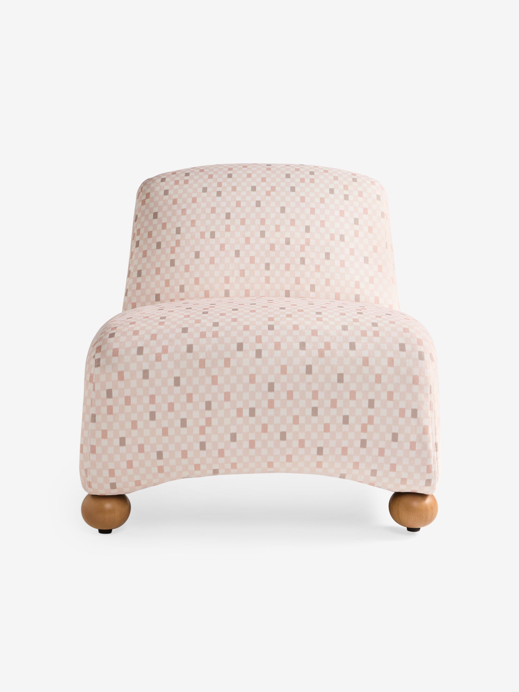 Elwen Accent Chair in Checked Velvet Blush Pink - Image 5 of 5