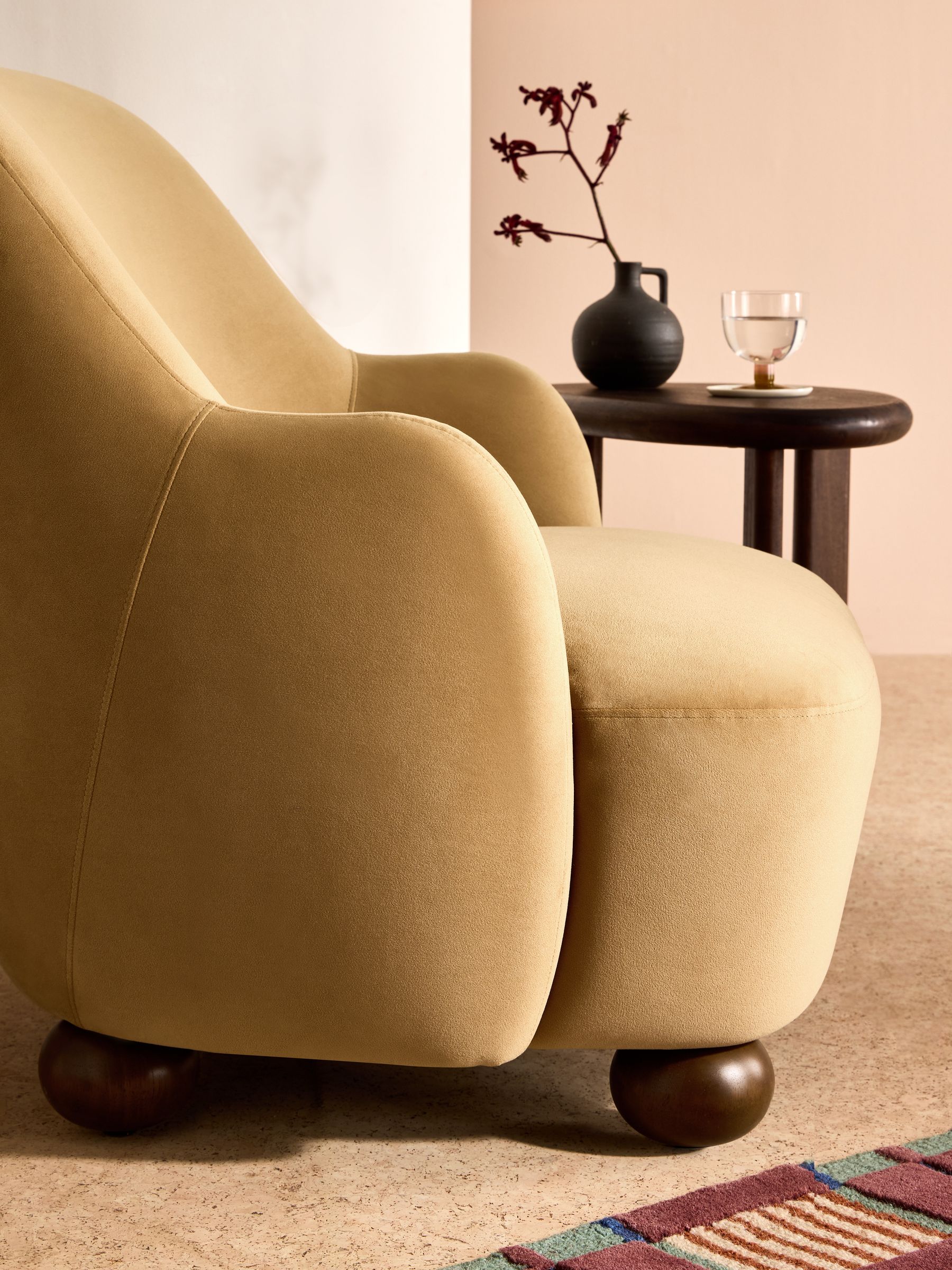 Ellio Accent Chair in Soft Caramel Brown Velvet - Image 3 of 6