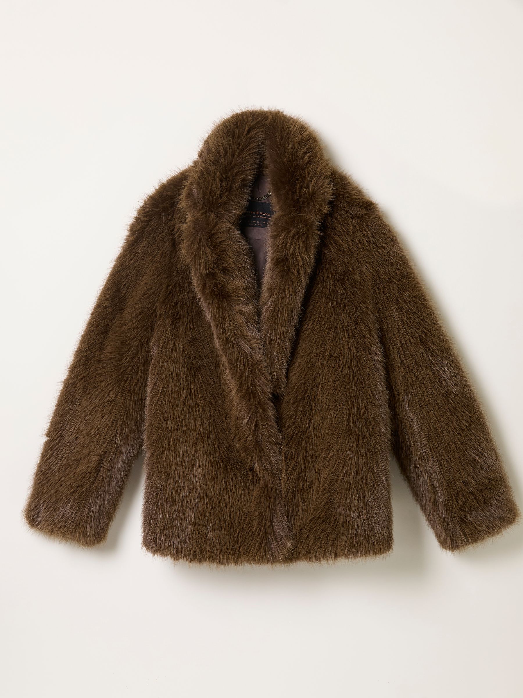 Celeste Brown Faux Fur Coat - Image 5 of 5