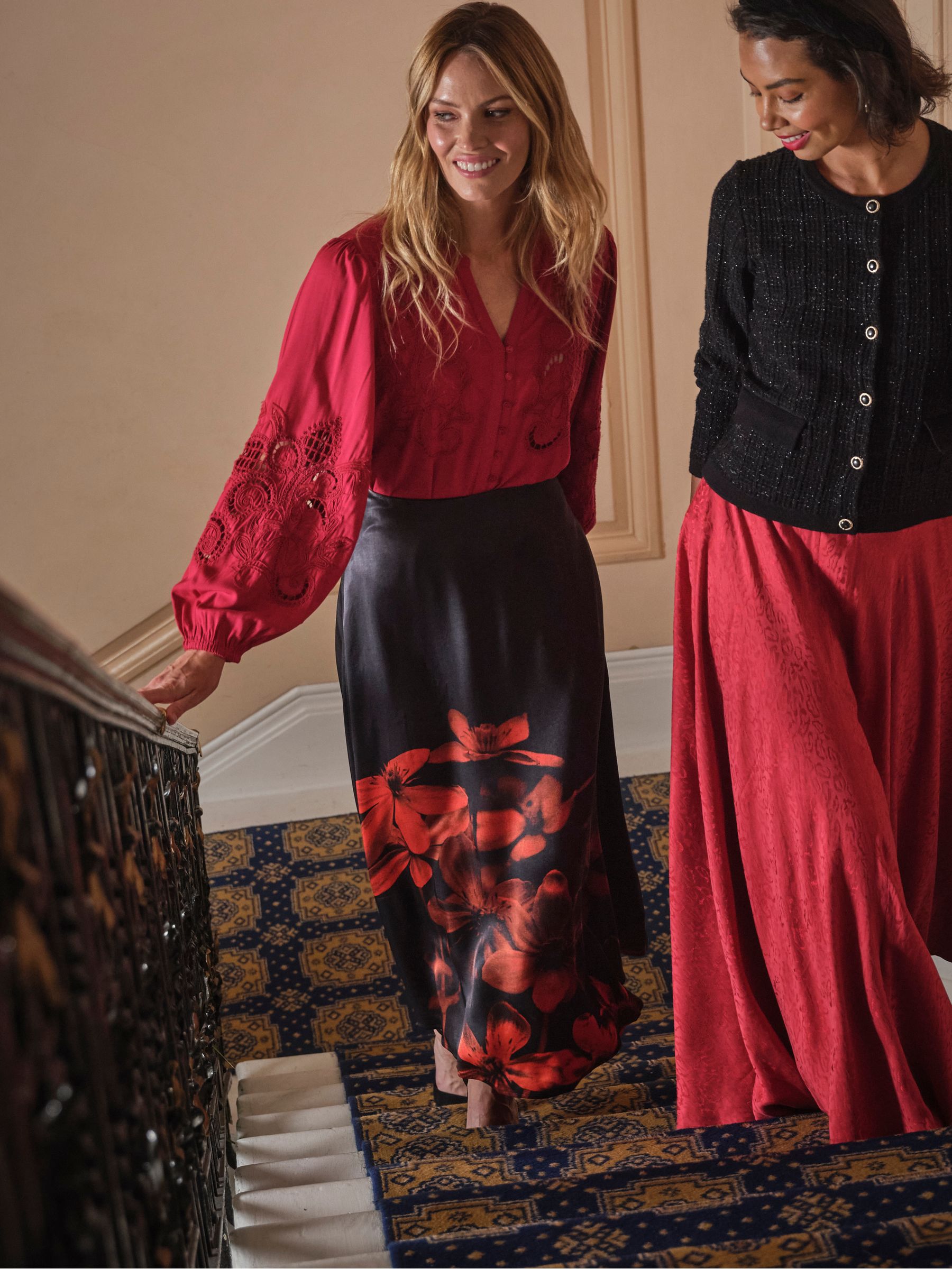 Joelle Black Floral Midi Skirt - Image 4 of 5
