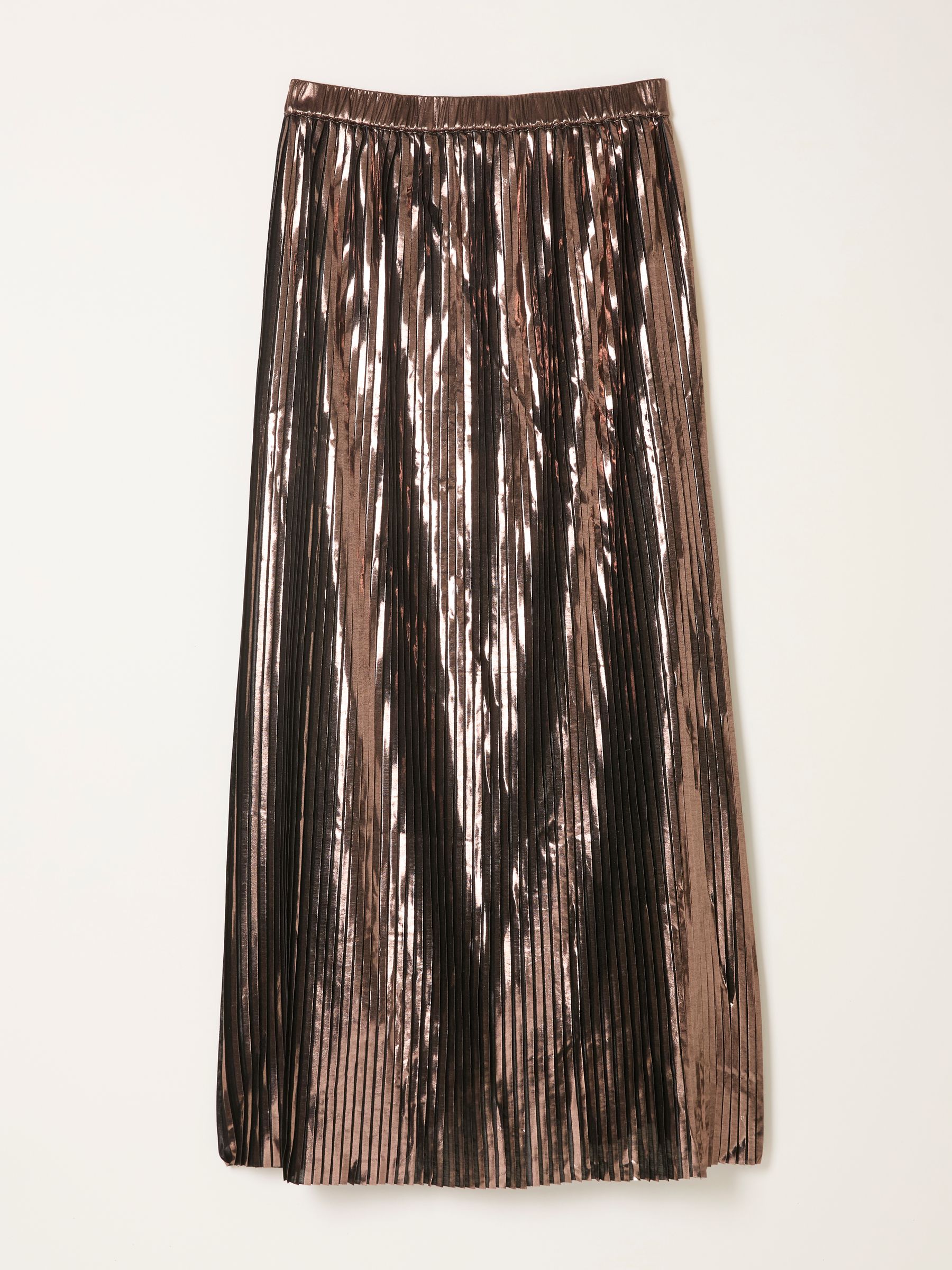 Talia Bronze Metallic Pleated Midi Skirt - Image 2 of 2