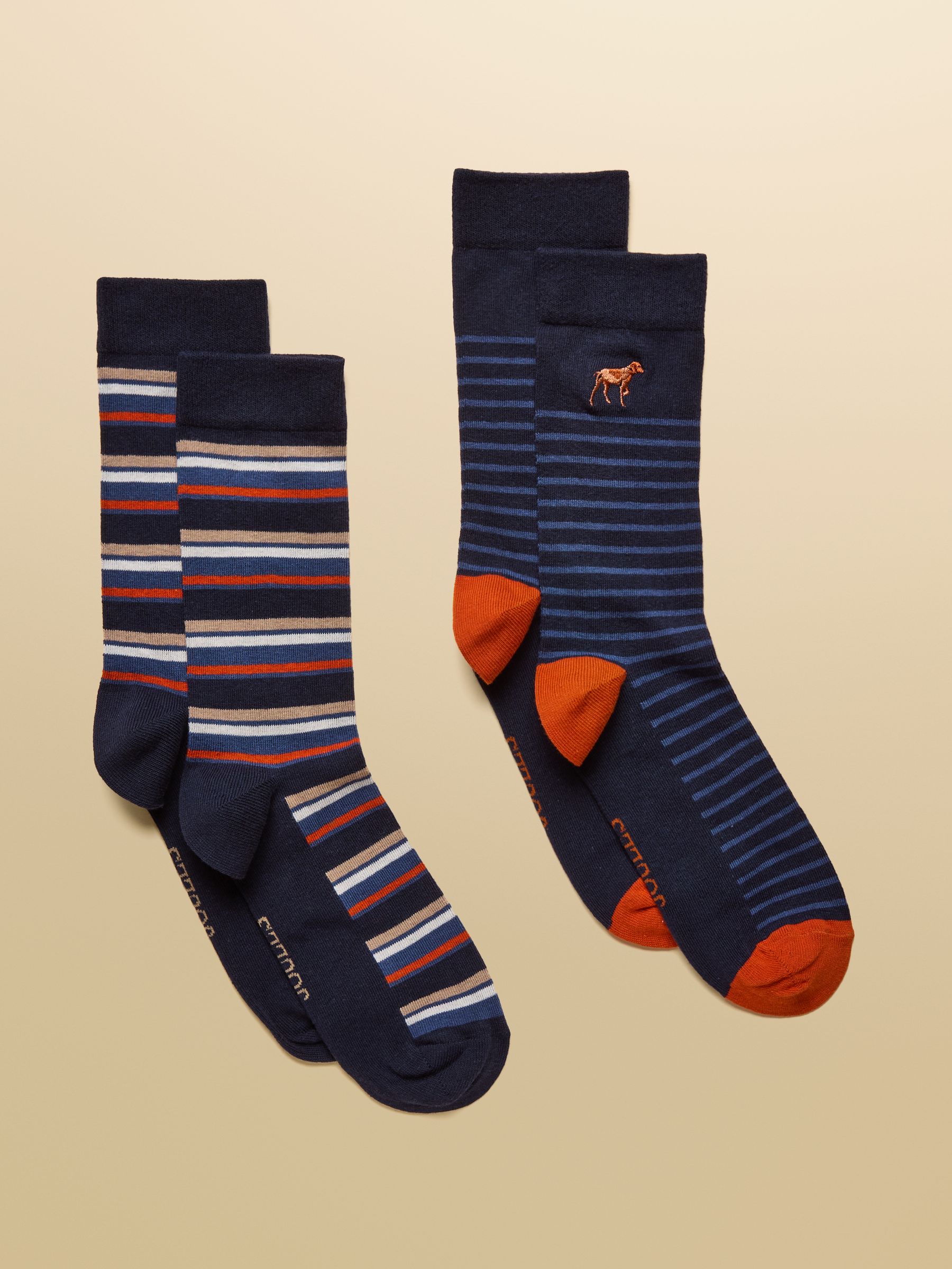 Men's Kingsbury Navy & Ginger Socks 2 Pack (size 7-12) - Image 1 of 3