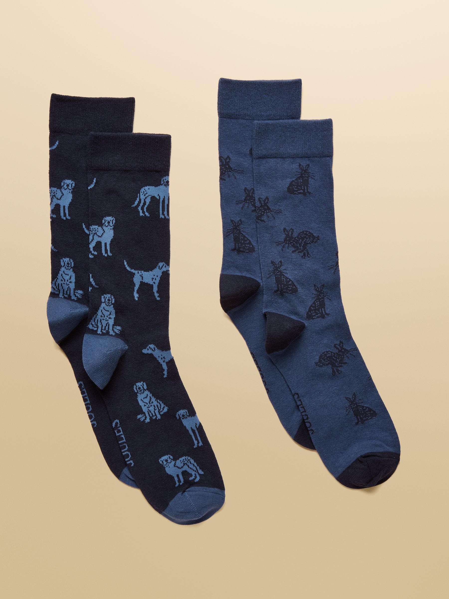 Men's Kingsbury Navy Hare & Dog Socks 2 Pack (size 7-12) - Image 1 of 3