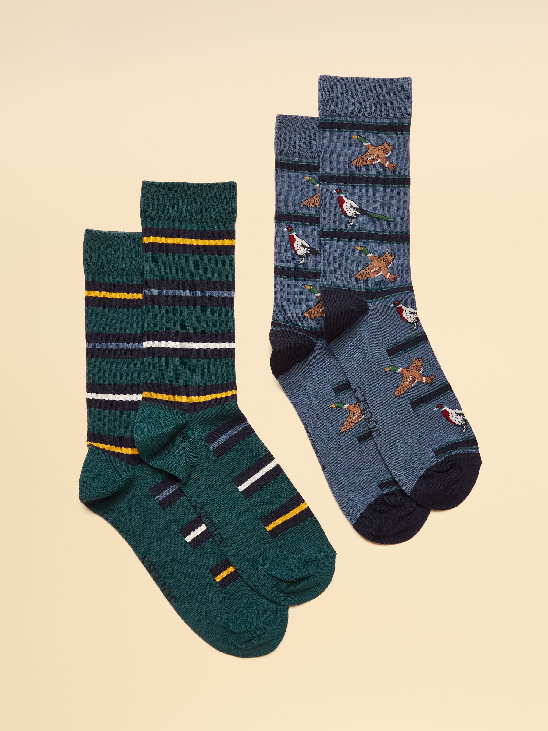 Men's Kingsbury Blue & Green Birds Socks 2 Pack (size 7-12) - Image 1 of 3
