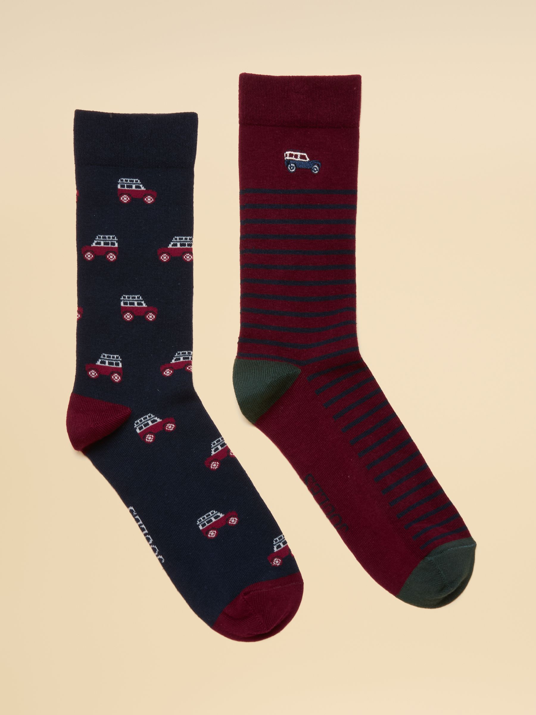 Men's Kingsbury Burgundy & Blue Socks 2 Pack (size 7-12) - Image 1 of 3