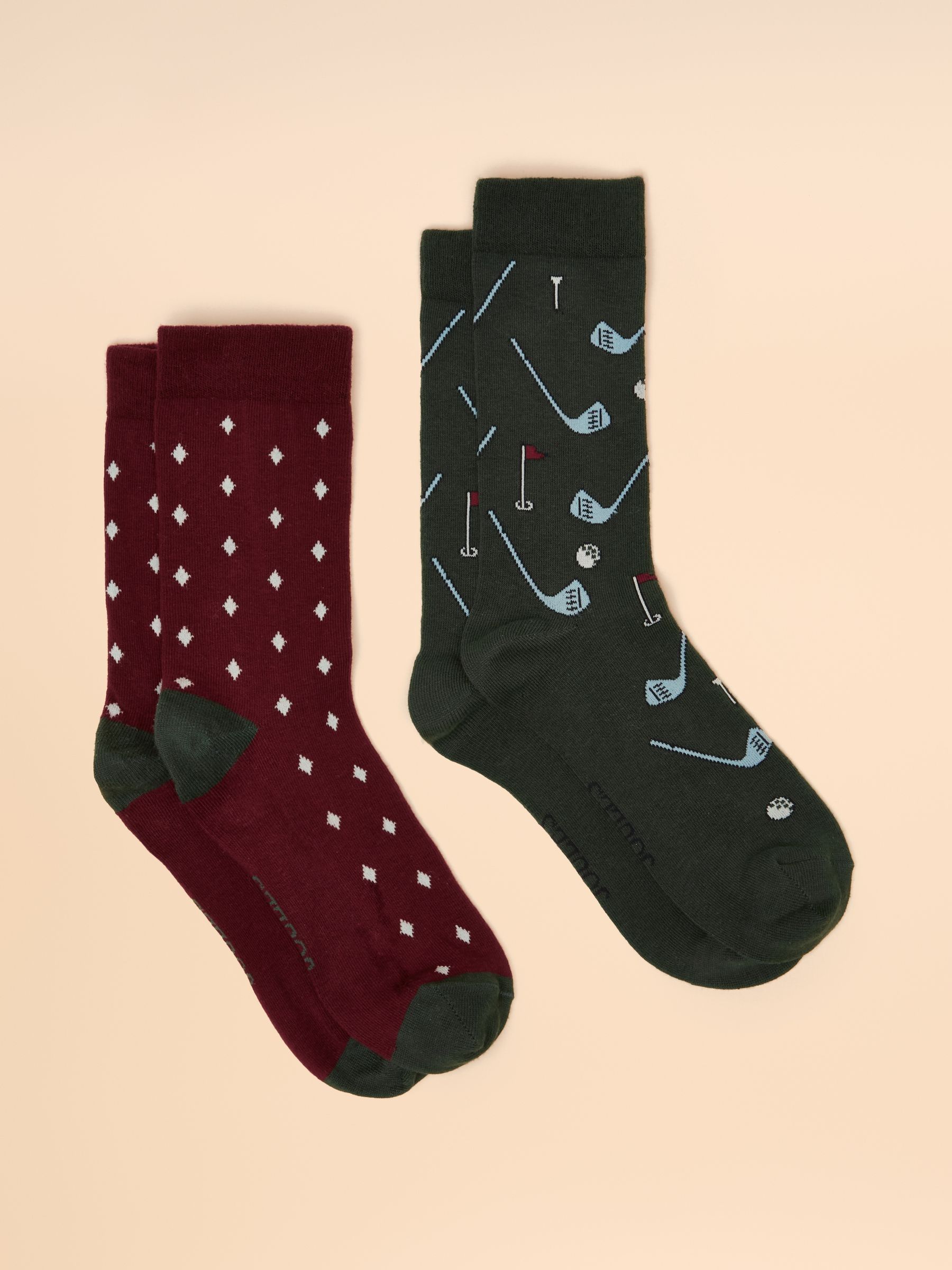 Men's Kingsbury Red & Green Socks 2 Pack (size 7-12) - Image 2 of 4
