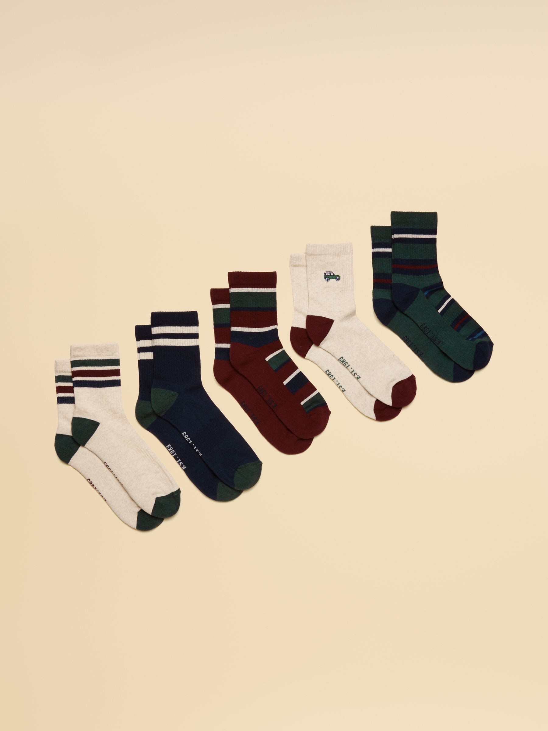 Men's Volley Navy Green Tennis Socks 5 Pack (size 7-12) - Image 1 of 3 Men's Volley Navy Green Tennis Socks 5 Pack (size 7-12) - Image 1 of 3