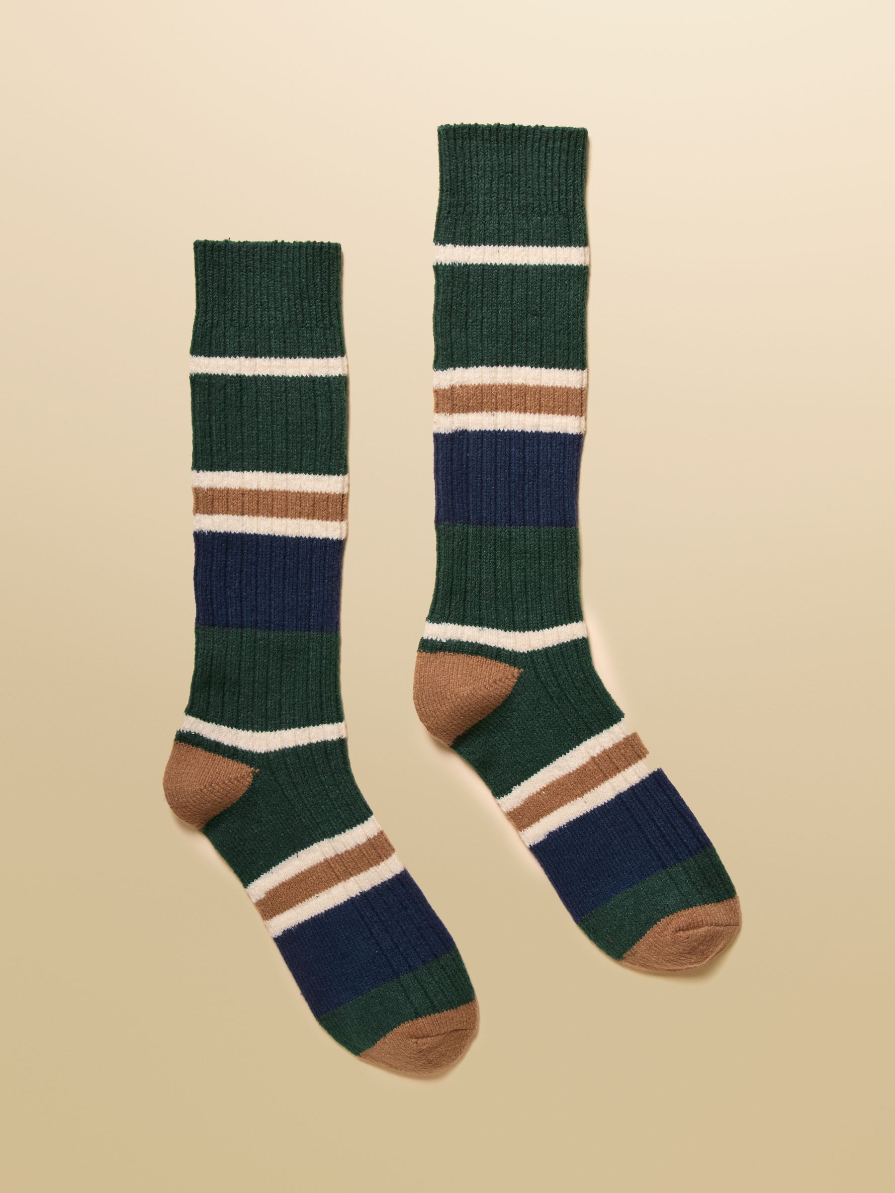 Men's Gibson Green & Navy Cosy Stripe Socks - Image 1 of 3
