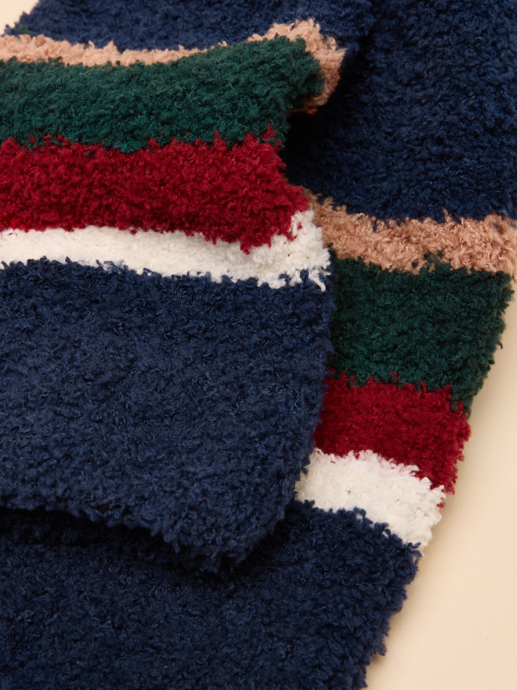 Men's Fluffy Navy Stripe Socks - Image 2 of 3