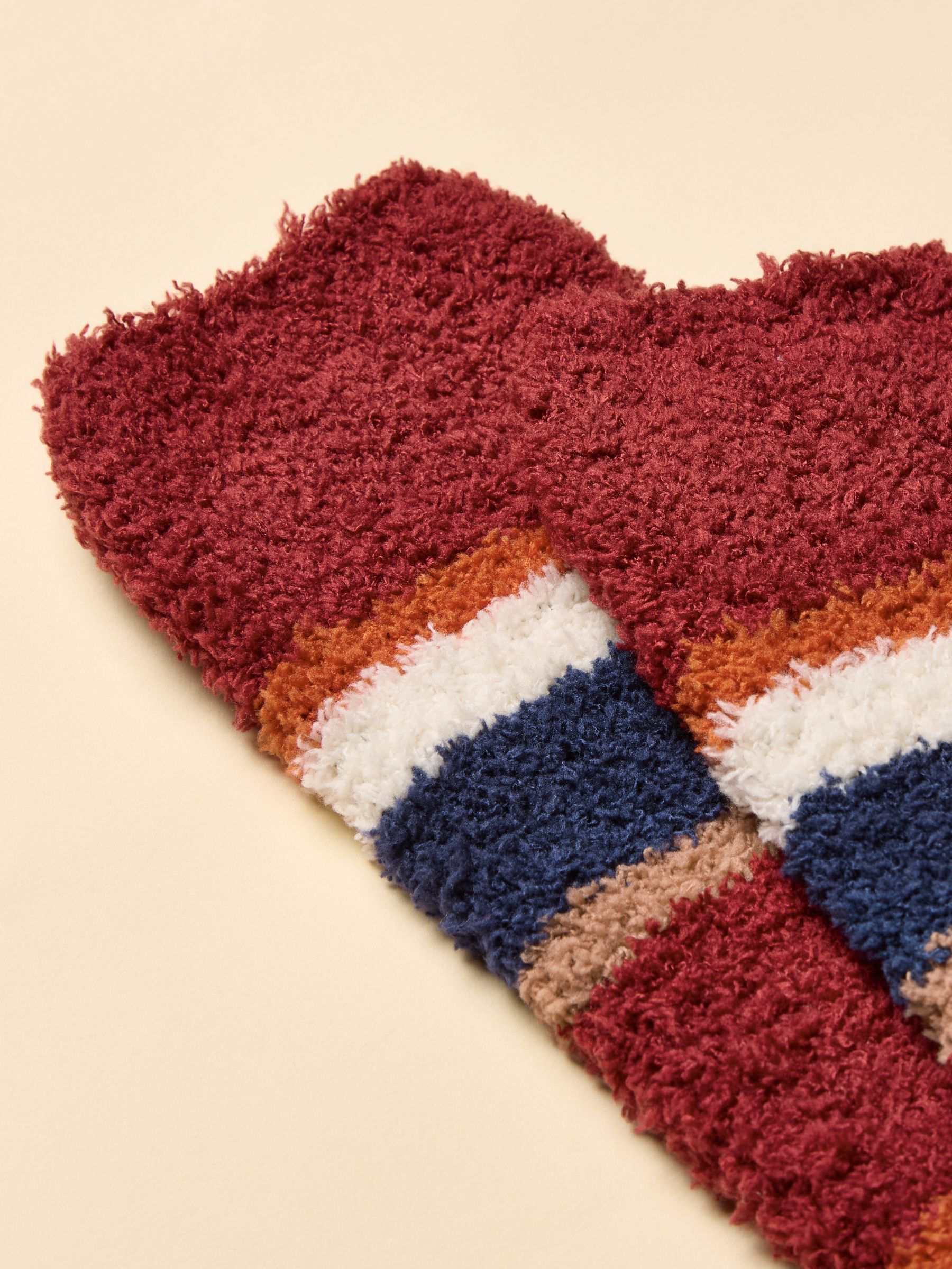 Men's Fluffy Red Stripe Socks - Image 2 of 2