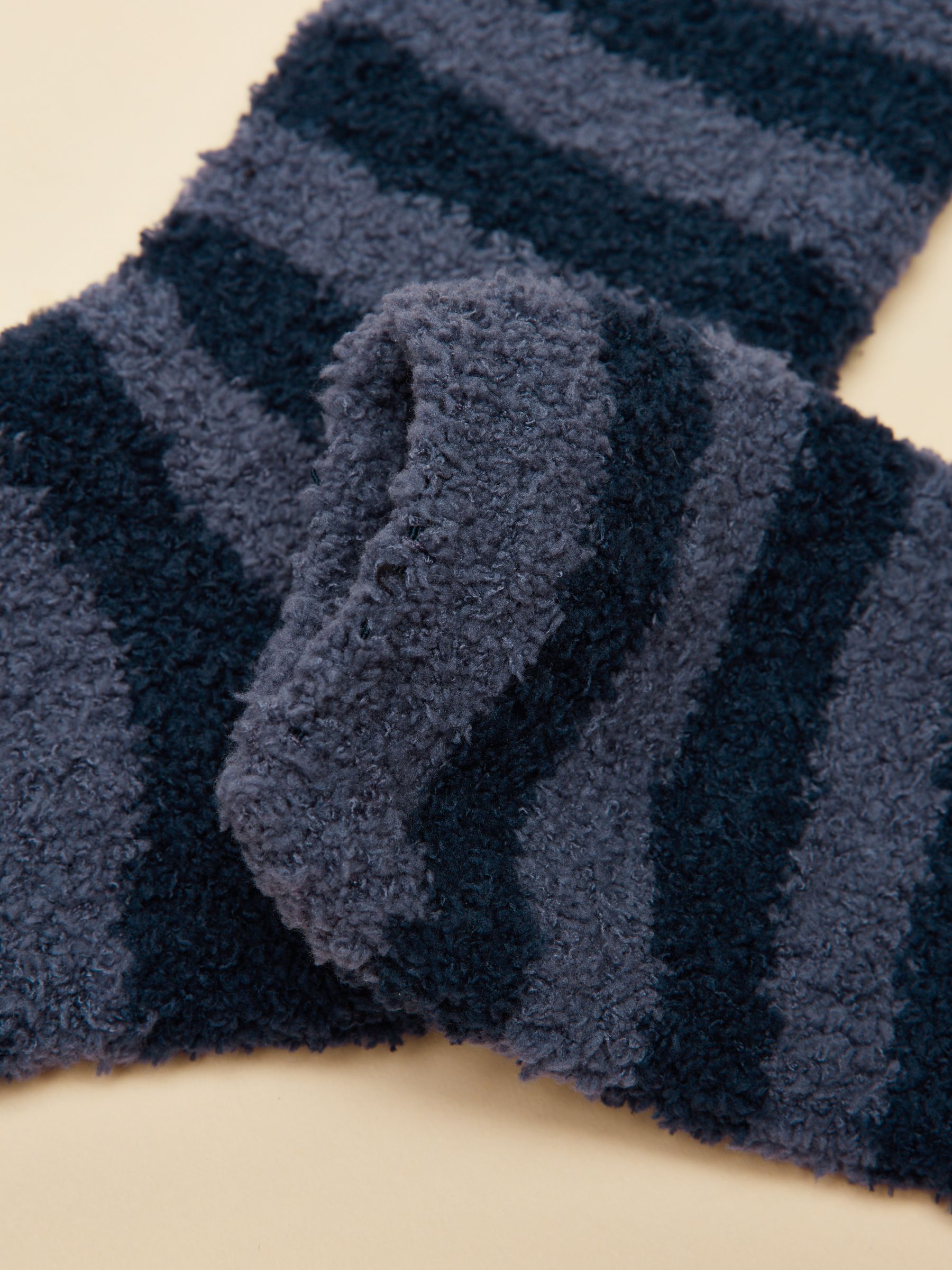 Men's Fluffy Blue Stripe Socks - Image 2 of 3