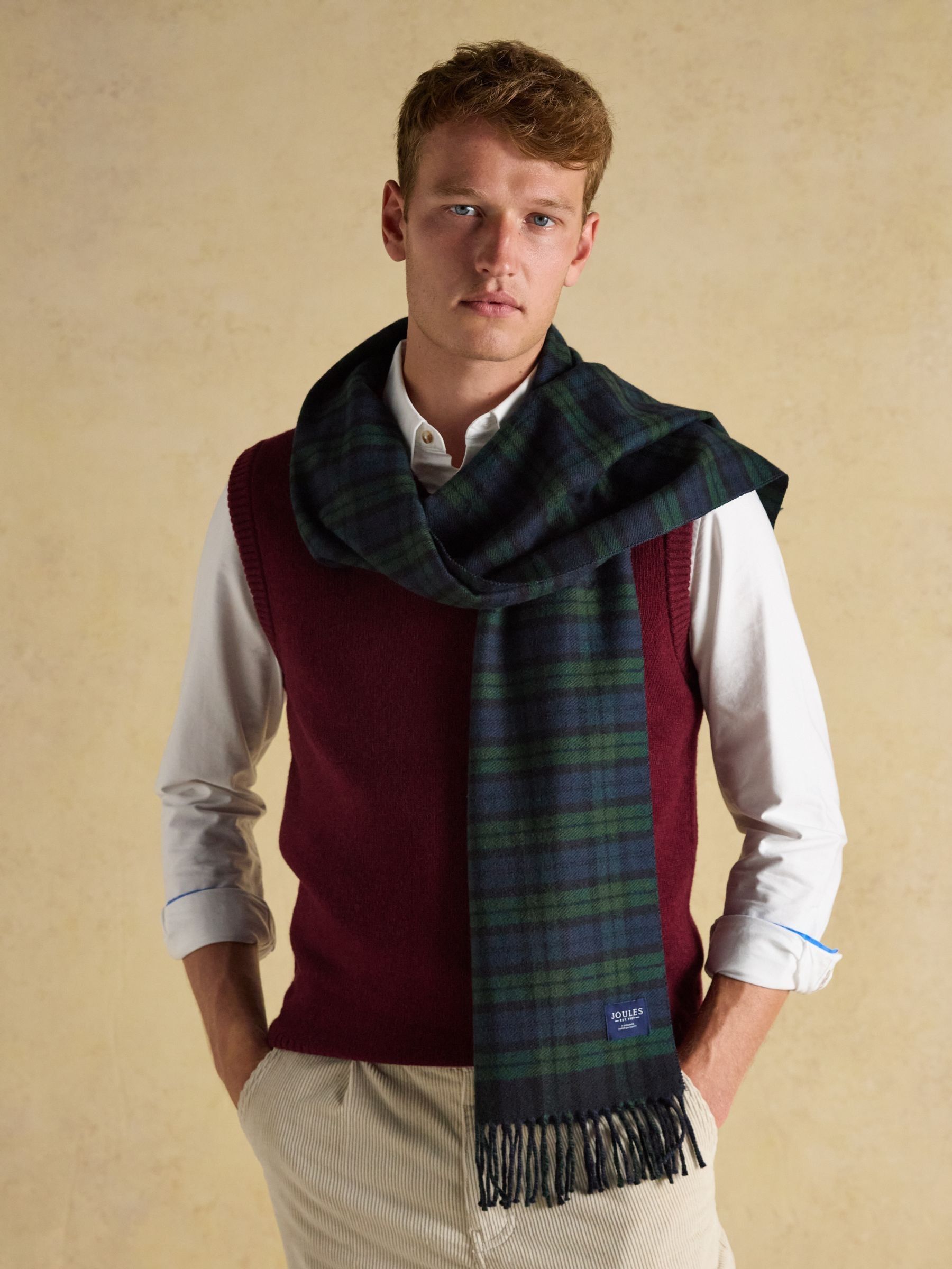 Langtree Check Navy Scarf - Image 2 of 6