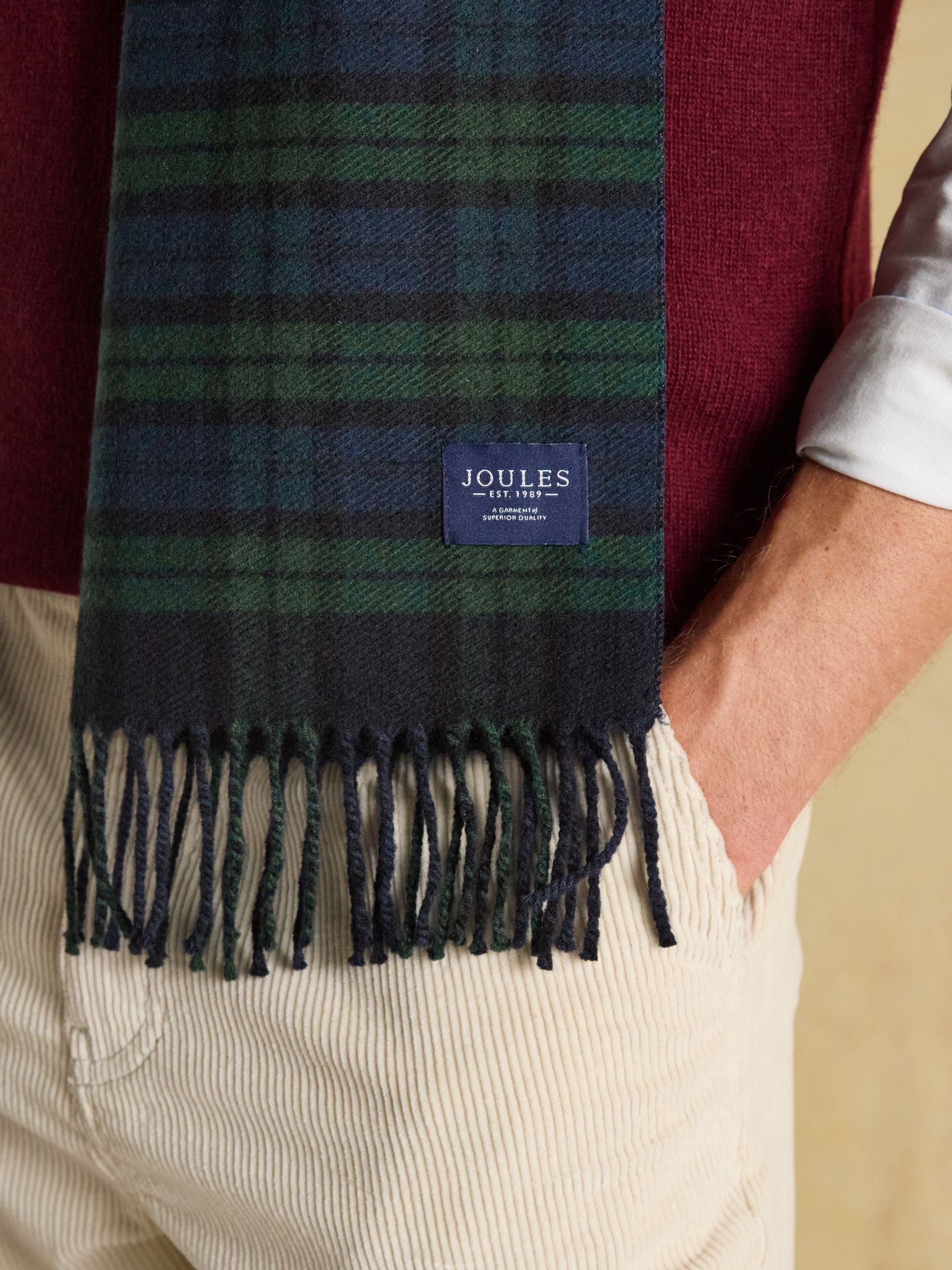 Langtree Check Navy Scarf - Image 3 of 6