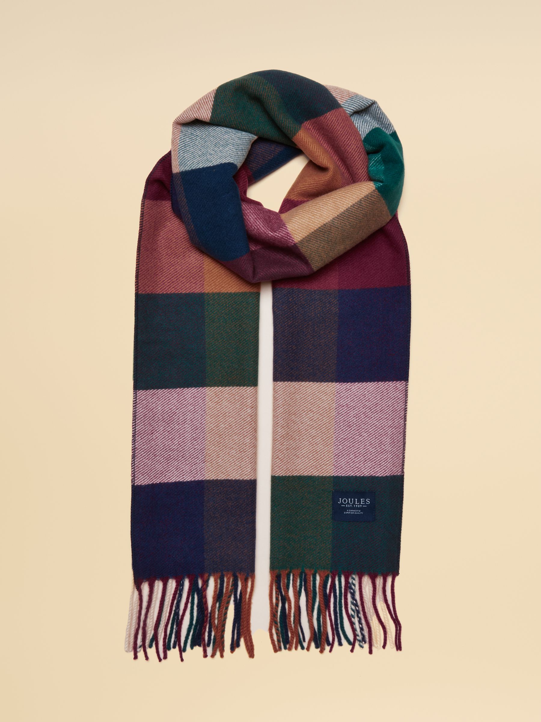 Langtree Check Teal Blue Large Scarf - Image 1 of 6 Langtree Check Teal Blue Large Scarf - Image 1 of 6