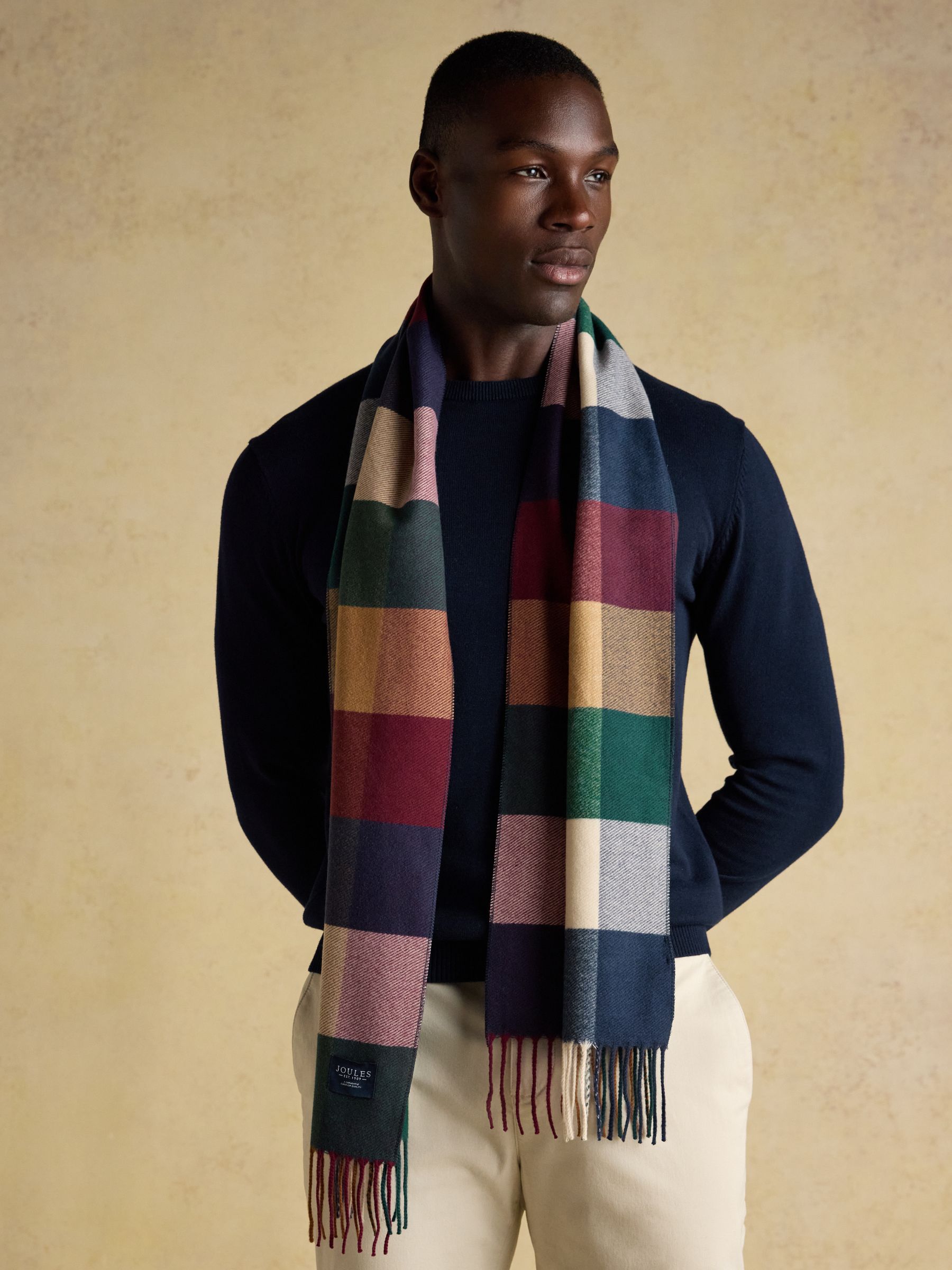 Langtree Check Teal Blue Large Scarf - Image 4 of 6