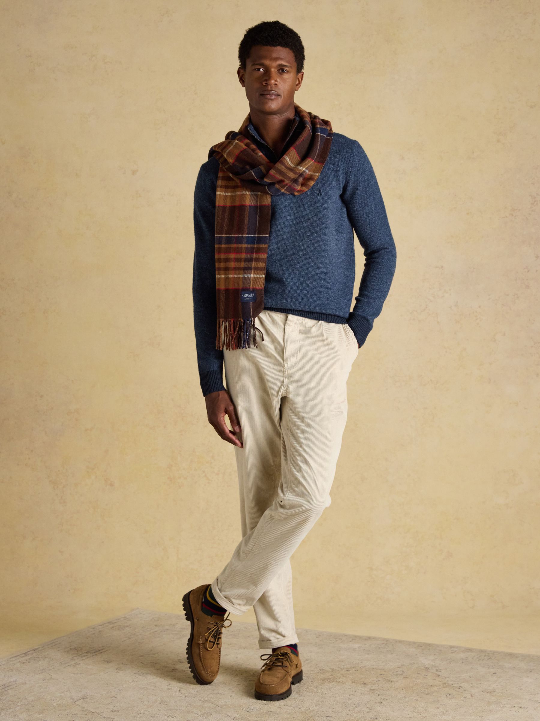 Langtree Check Brown Large Scarf | Joules
