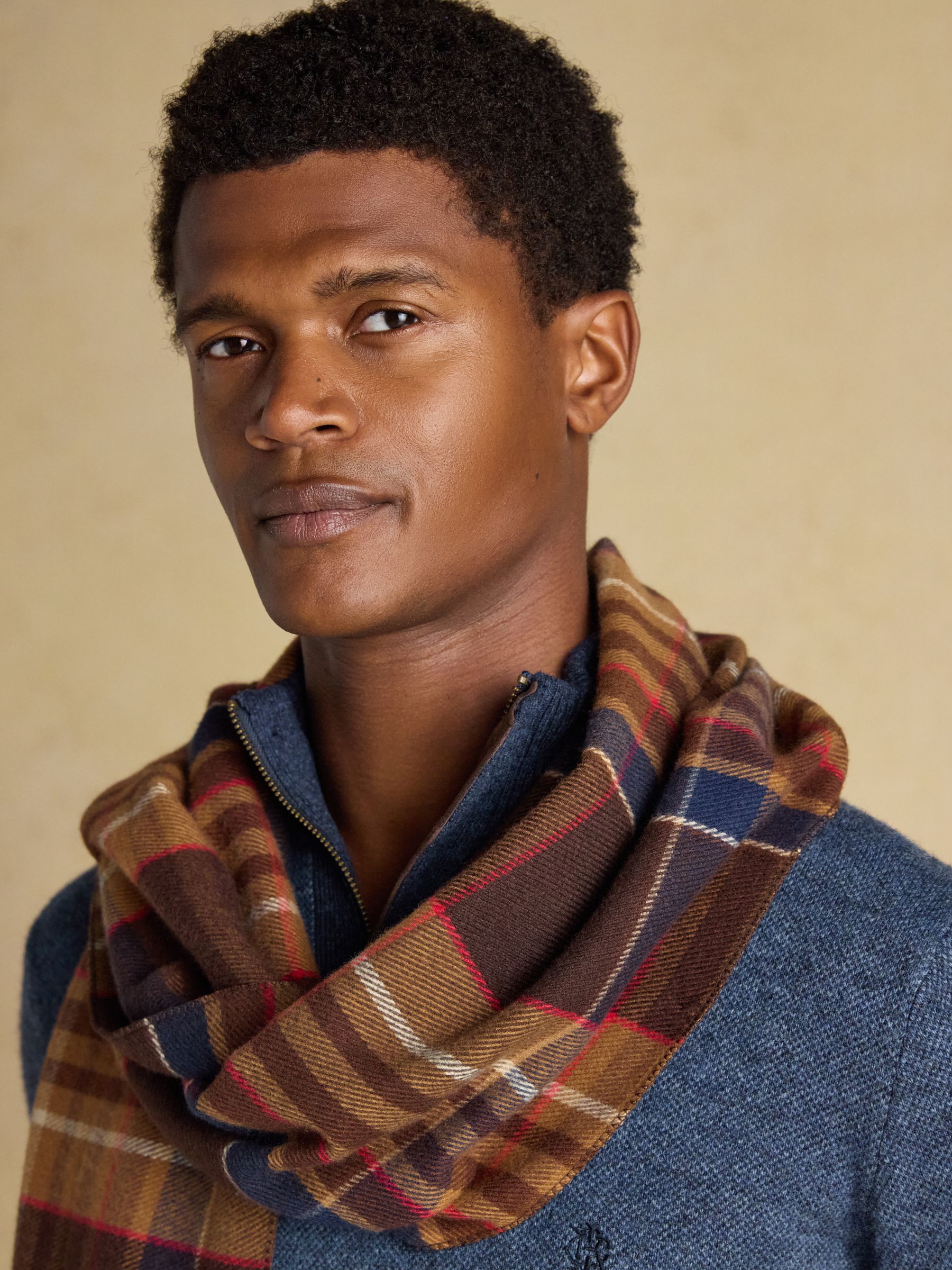 Langtree Check Brown Large Scarf | Joules