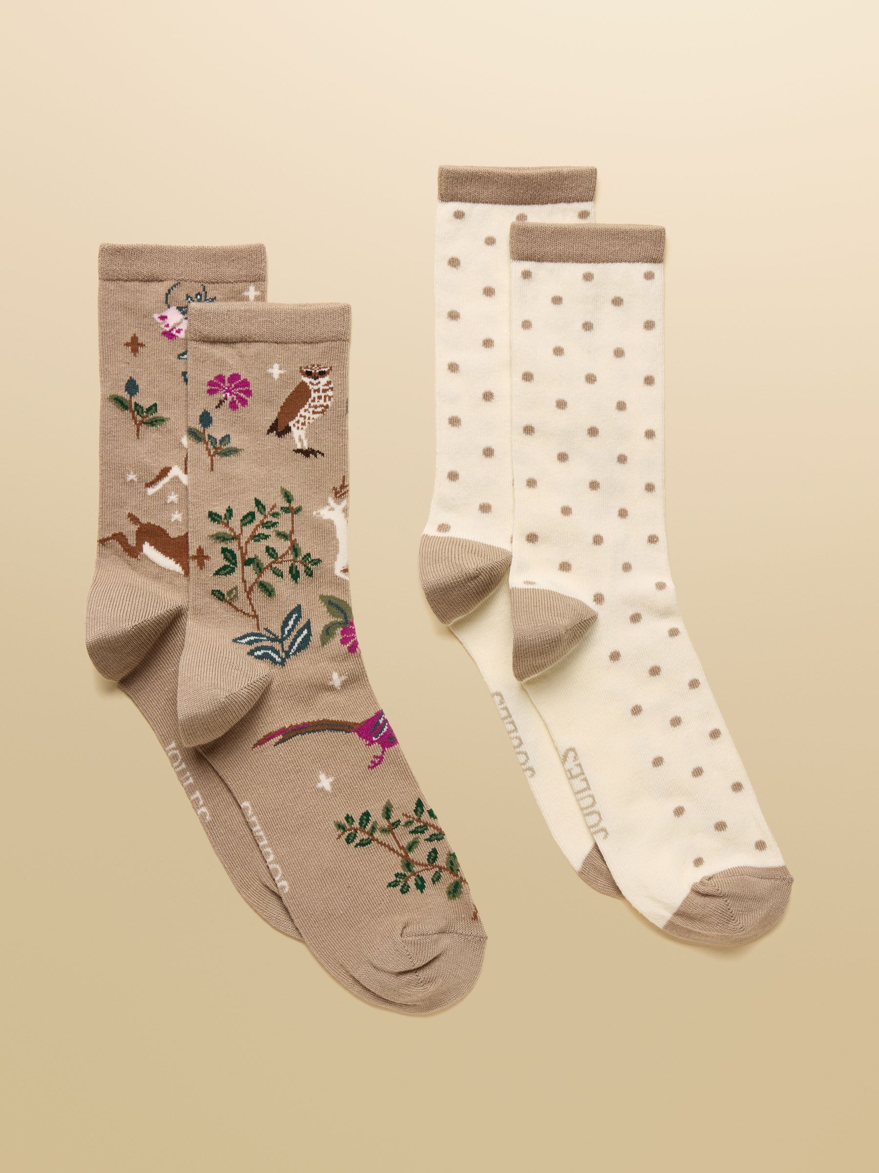 Women's Everyday Neutral Woodland Cotton Blend Socks 2 Pack (size 4-8) - Image 1 of 3