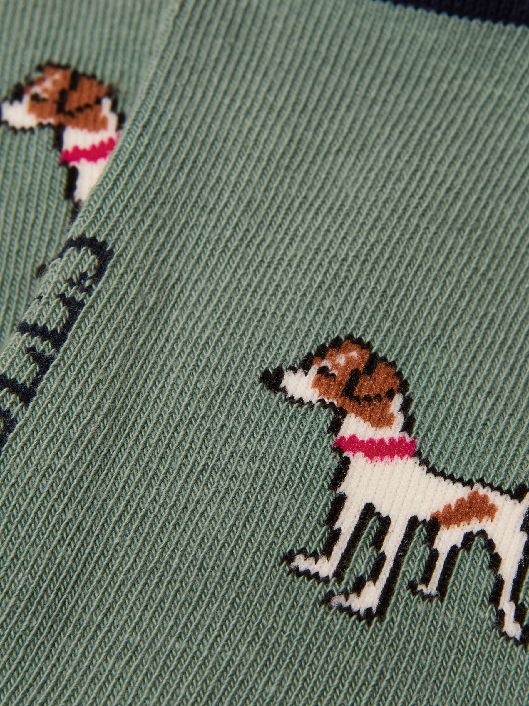 Women's Everyday Green & Navy Dog Cotton Blend Socks 2 Pack (size 4-8) - Image 2 of 3