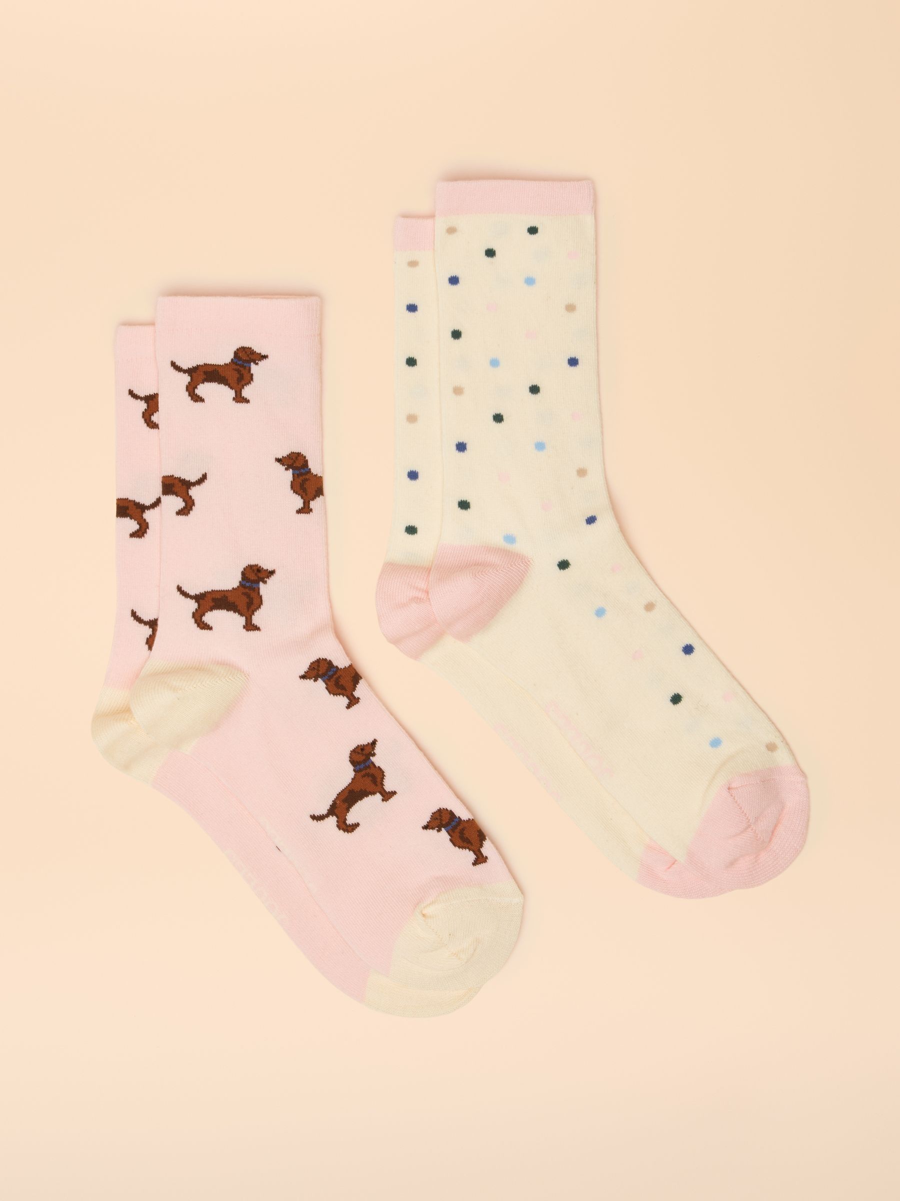 Women's Everyday Pink Dog Cotton Blend Socks 2 Pack (size 4-8) - Image 1 of 3