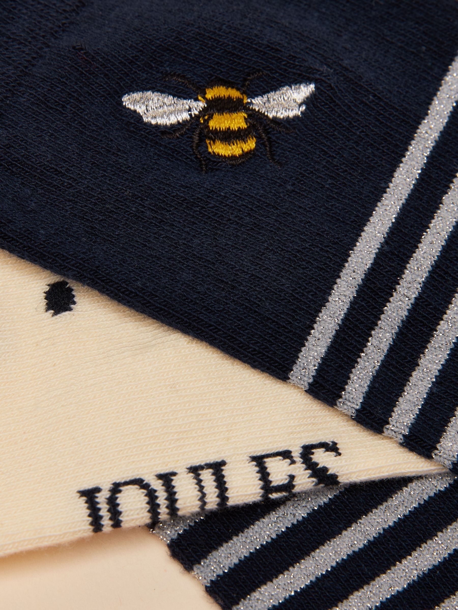 Women's Everyday Navy & Ecru Bee Cotton Blend Socks 2 Pack (size 4-8) - Image 2 of 3