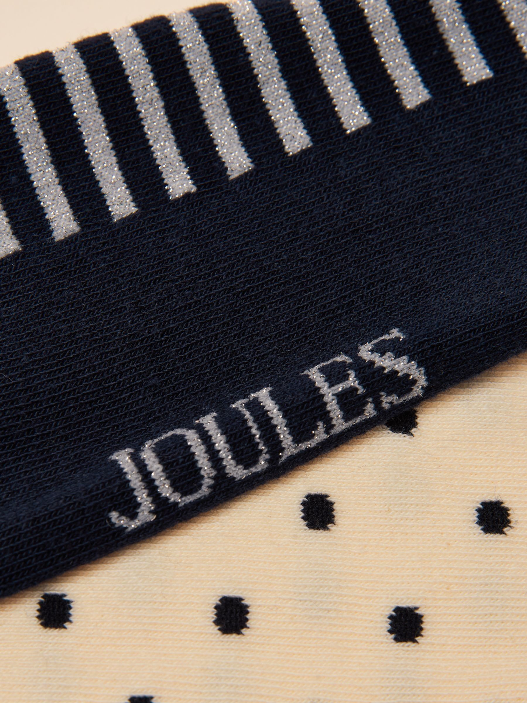 Women's Everyday Navy & Ecru Bee Cotton Blend Socks 2 Pack (size 4-8) - Image 3 of 3