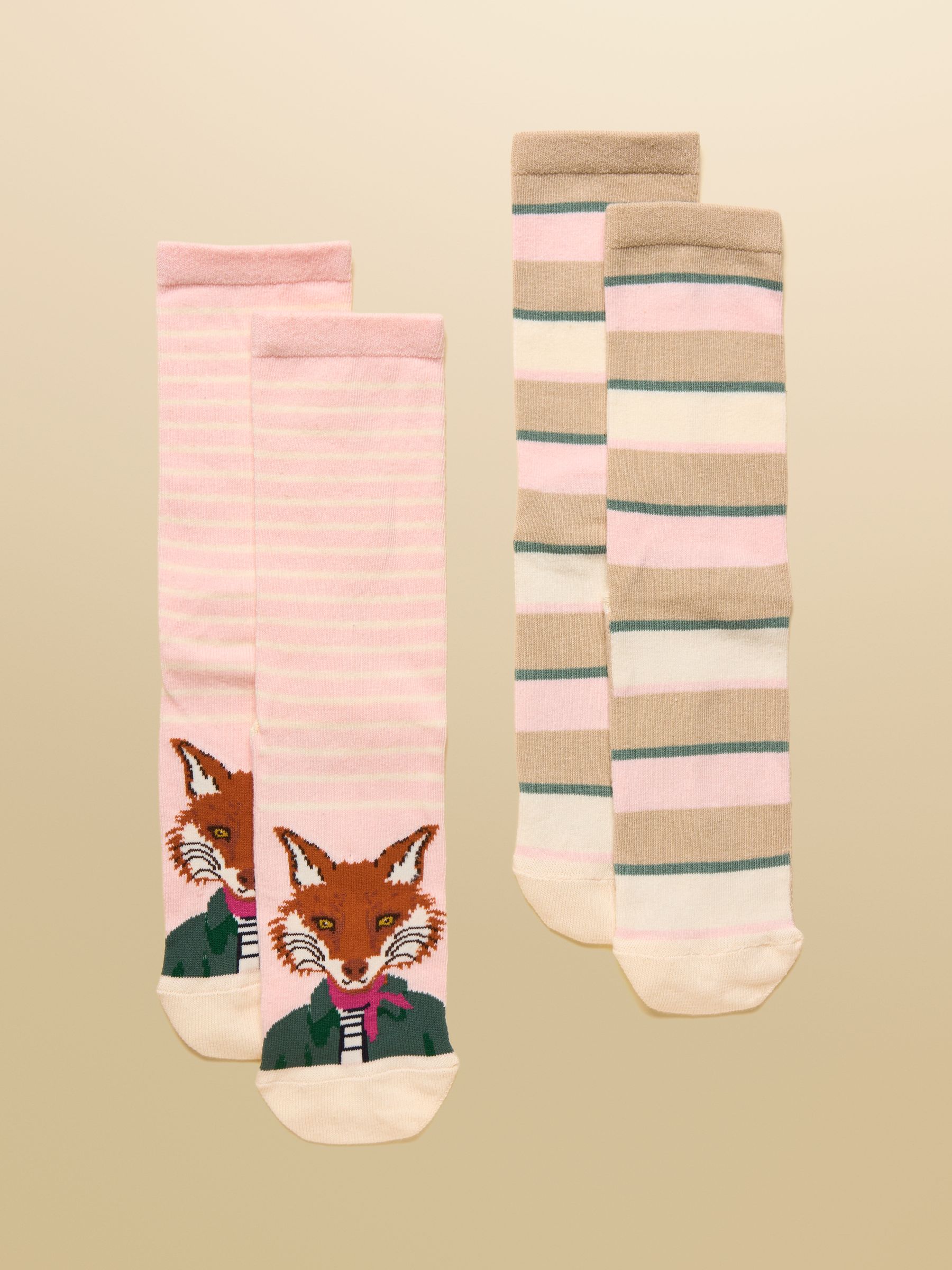 Women's Everyday Pink Fox Cotton Blend Socks 2 Pack (size 4-8) - Image 1 of 3