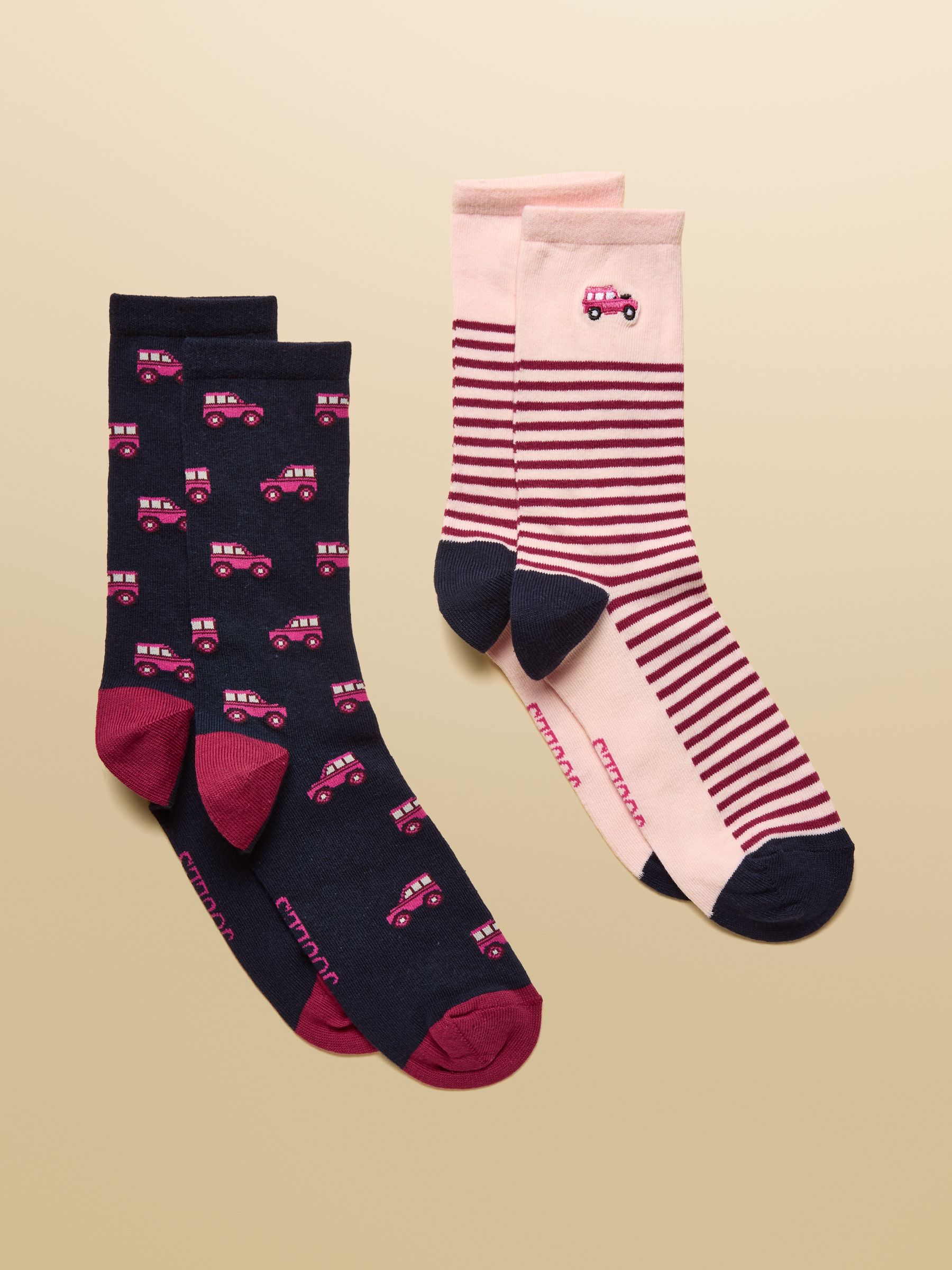 Women's Everyday Pink & Navy 4X4 Cotton Blend Socks 2 Pack (size 4-8) - Image 1 of 3