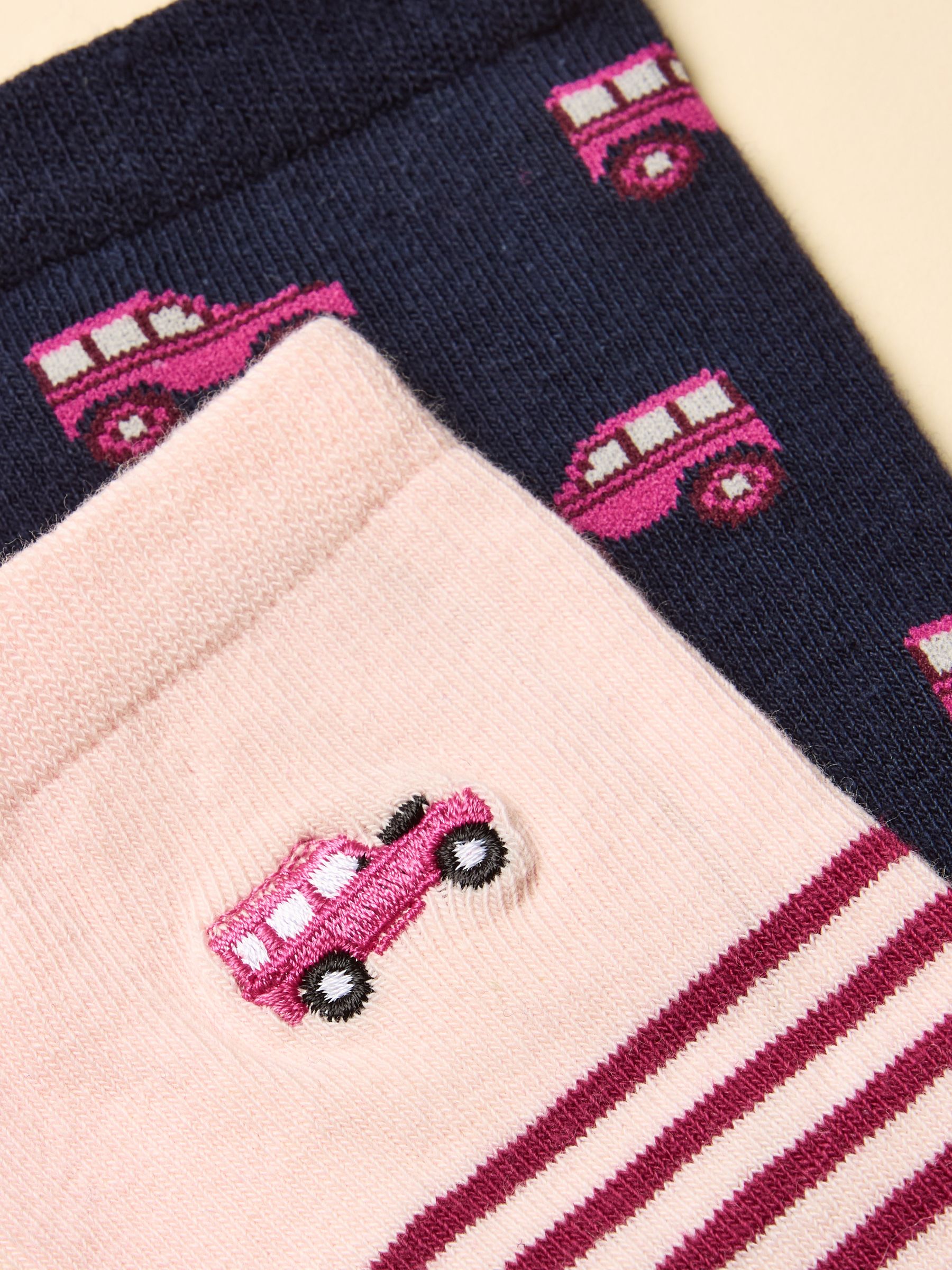 Women's Everyday Pink & Navy 4X4 Cotton Blend Socks 2 Pack (size 4-8) - Image 2 of 3