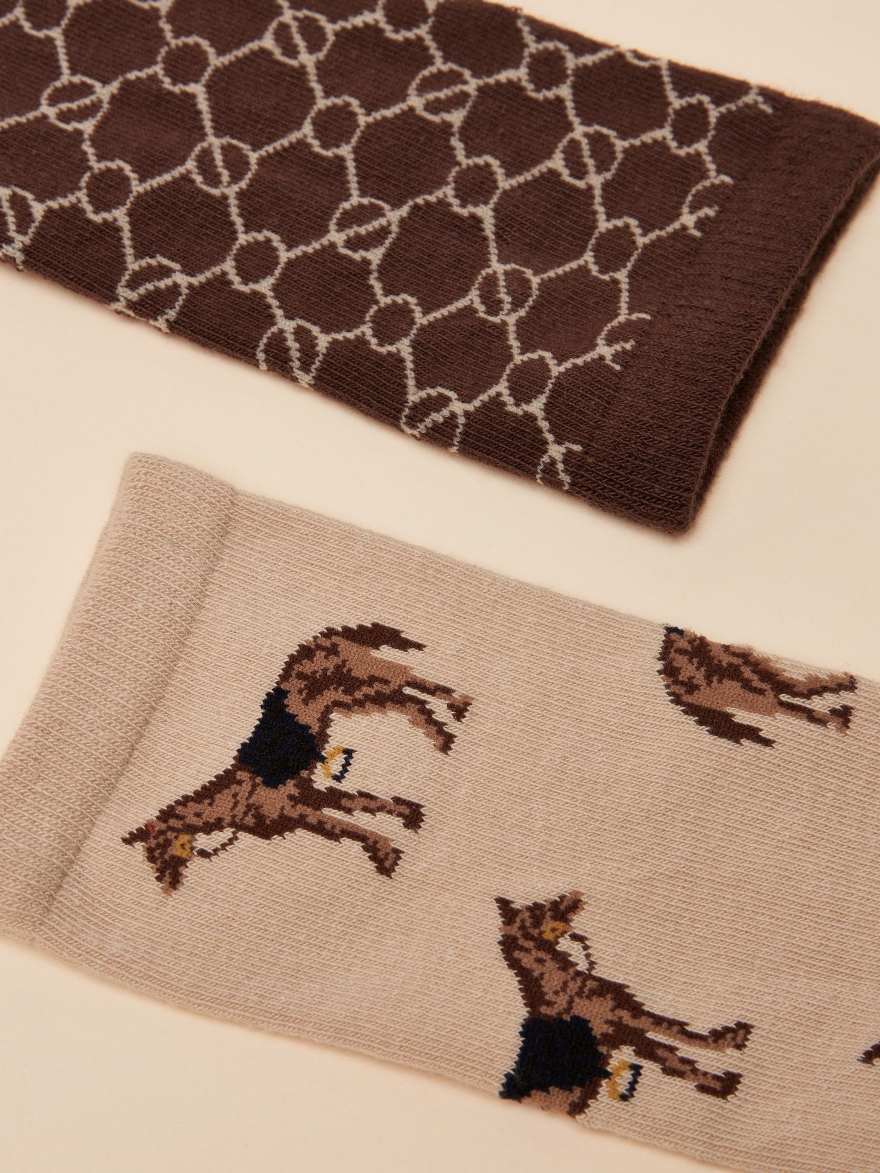 Everyday Brown/Cream 2 Pack Socks - Image 3 of 3