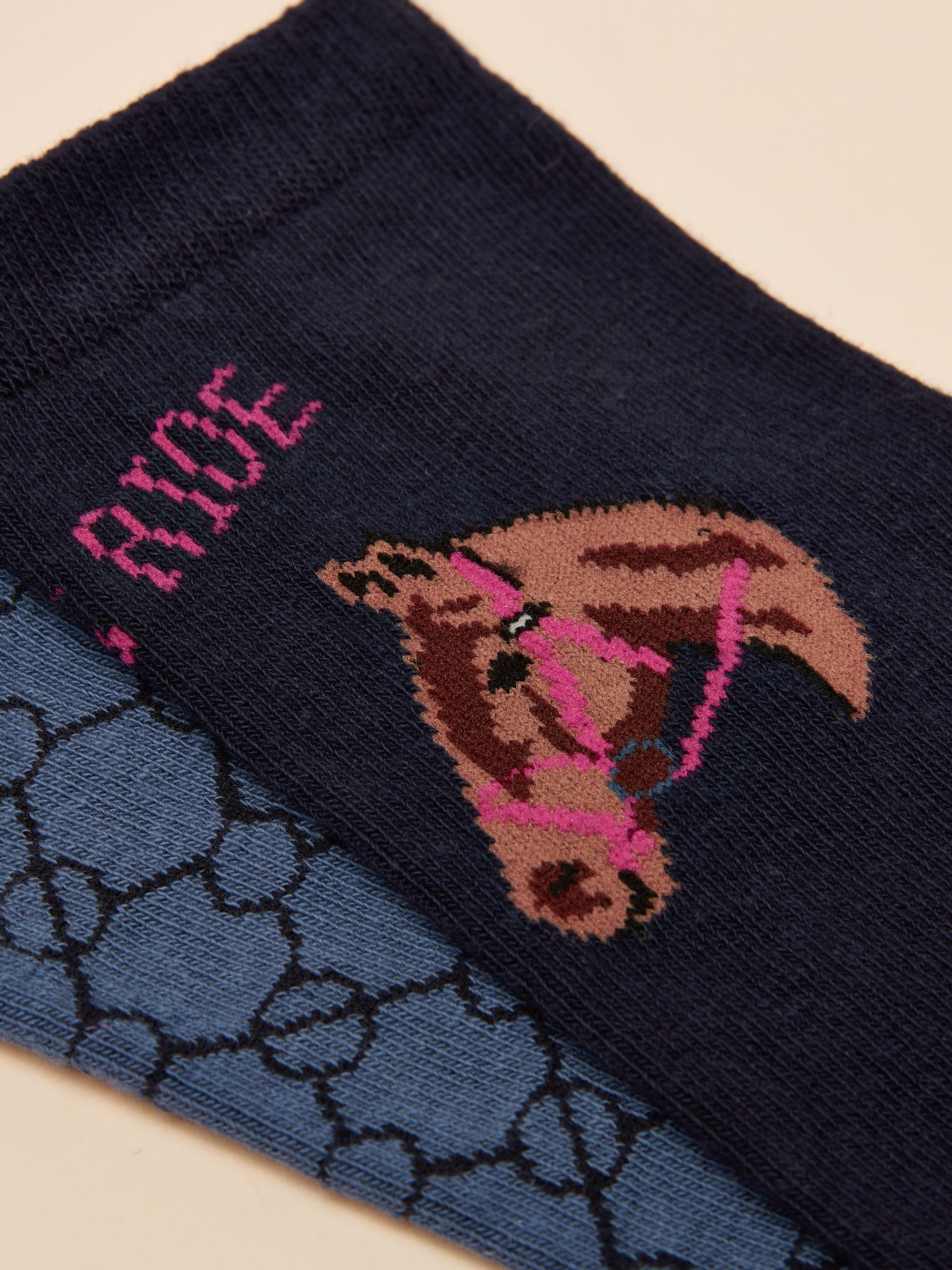 Women's Everyday Navy Horse Cotton Blend Socks 2 Pack (size 4-8) - Image 2 of 3