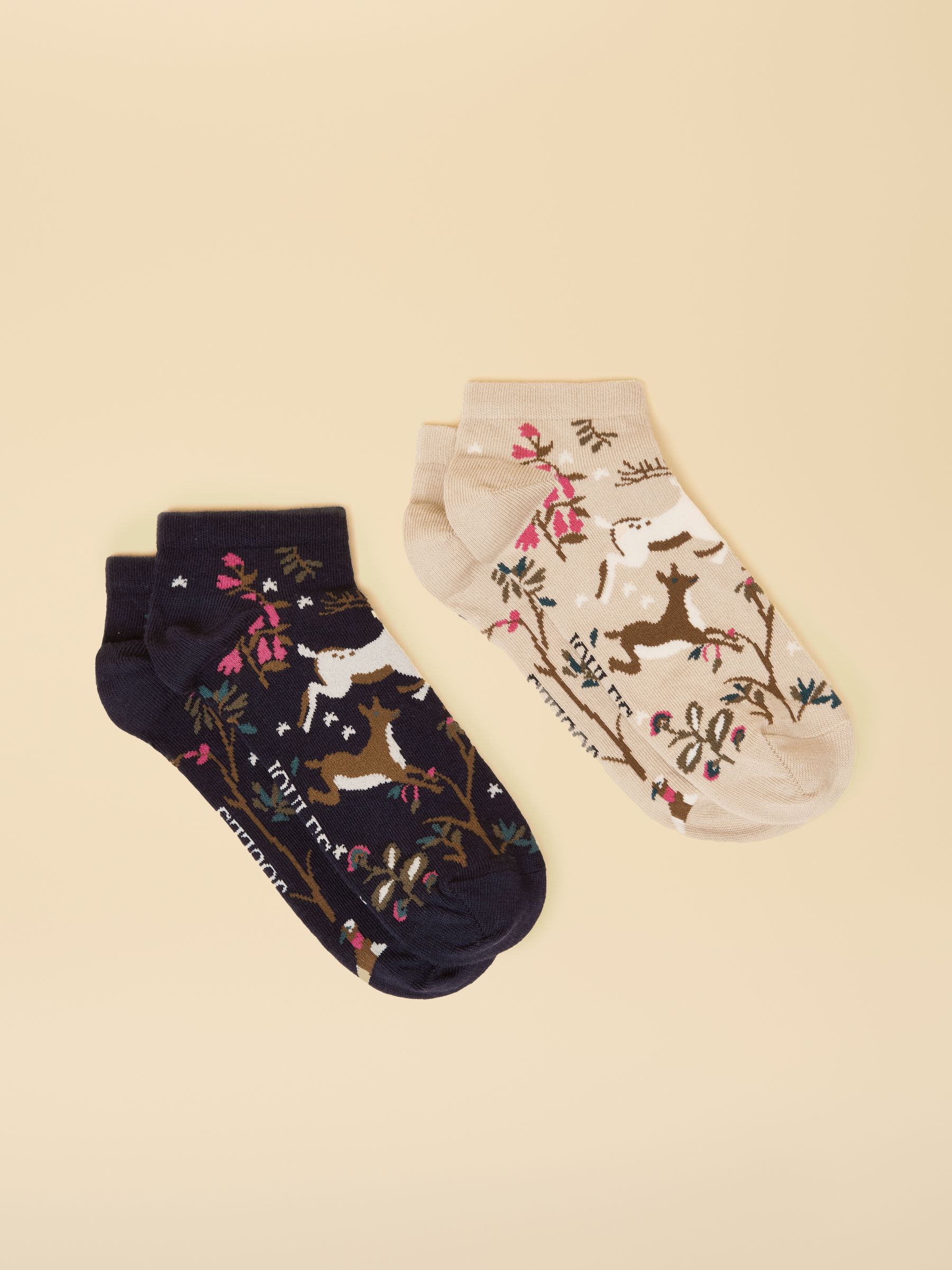 Rilla Navy & Oatmeal Pack Of Two Trainer Socks - Image 1 of 3