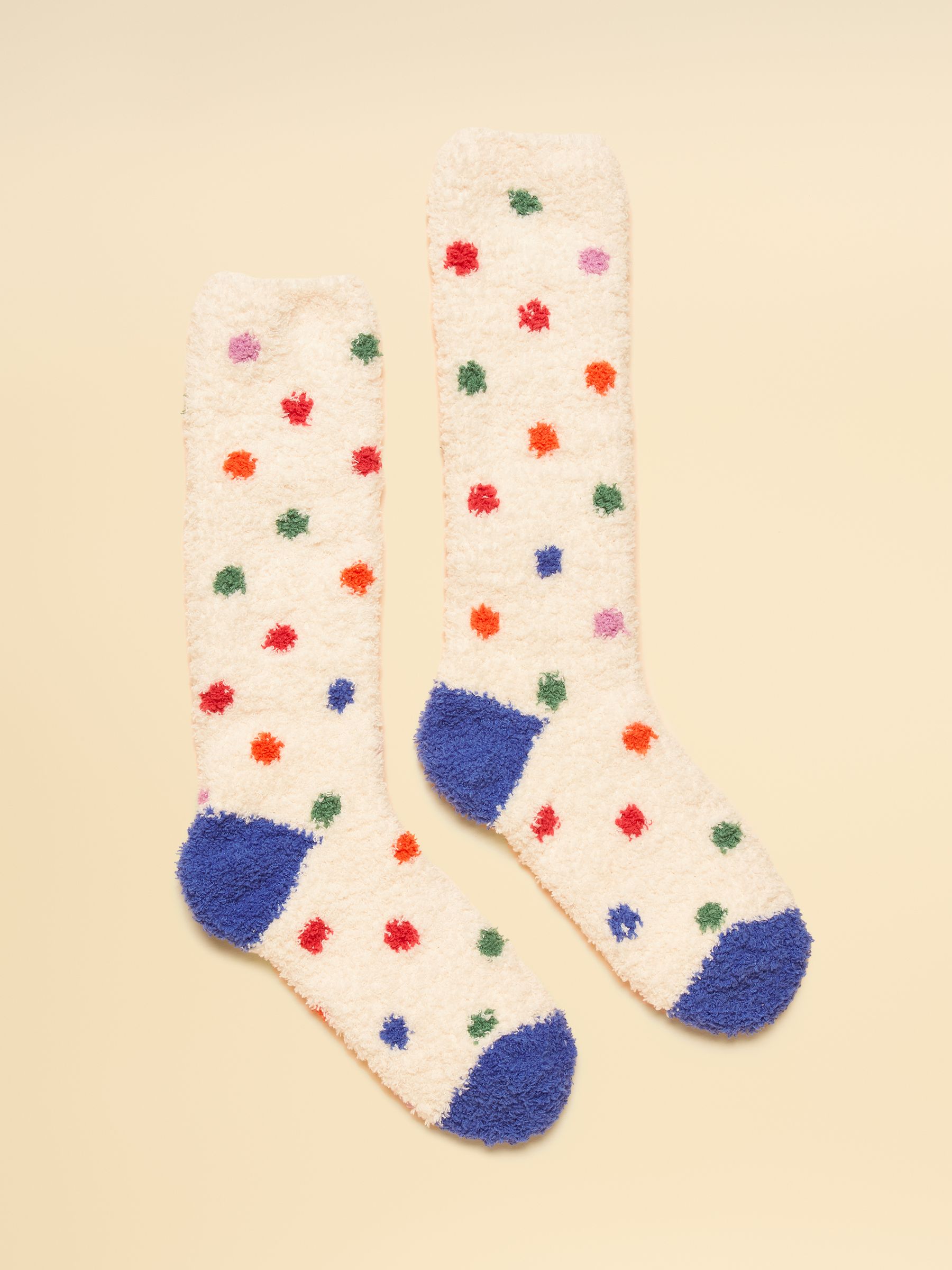 Women's Fluffy Cream Stripe Socks (size 4-8) - Image 1 of 3