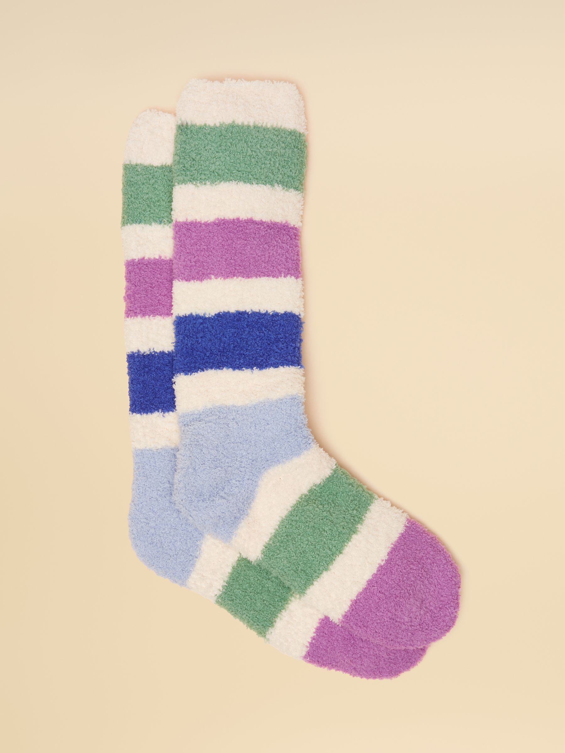 Women's Fluffy Blue Stripe Socks (size 4-8) - Image 1 of 3