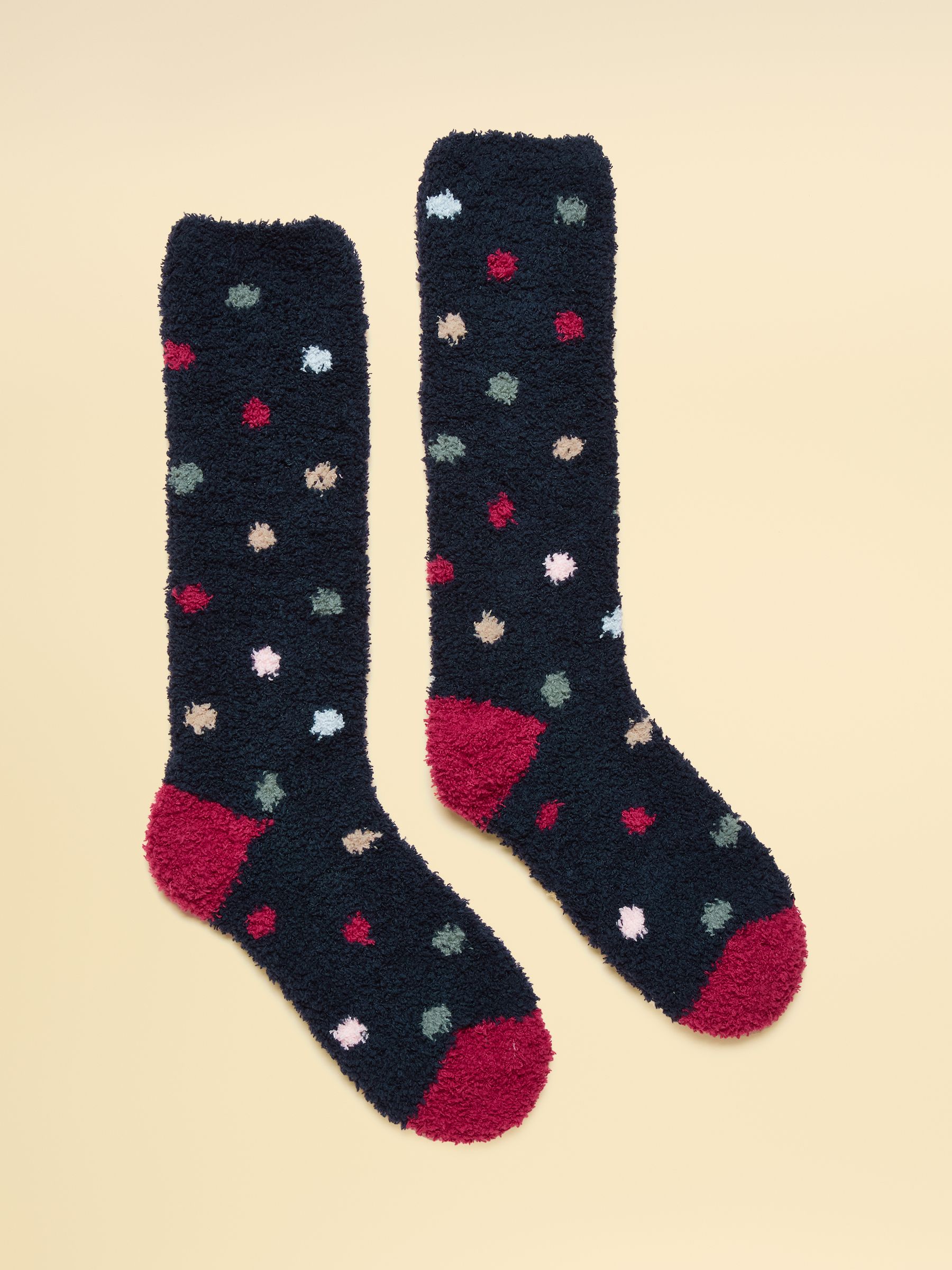 Women's Fluffy Navy Stripe Socks (size 4-8) - Image 1 of 3