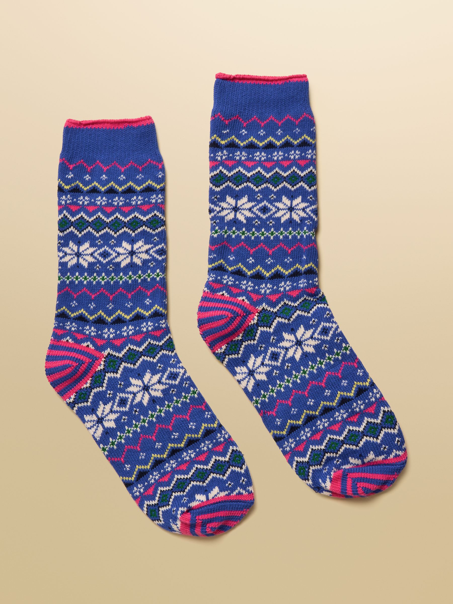 Women's Lucille Blue Fair Isle Cotton Blend Socks (size 4-8) - Image 1 of 3