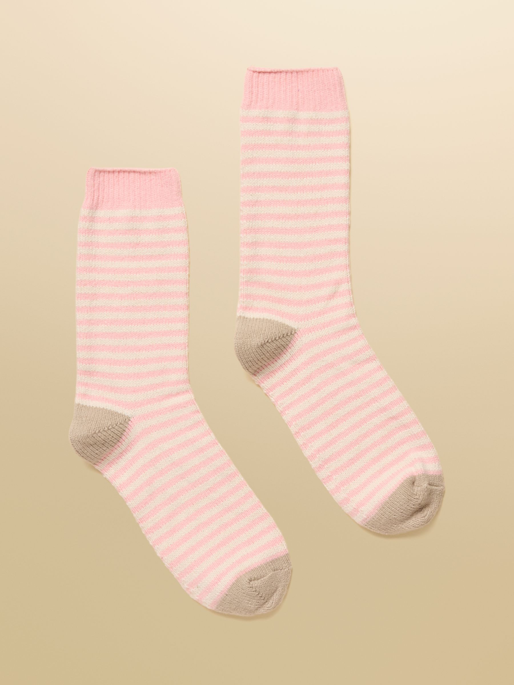 Women's Cosy Pink & Cream Socks (size 4-8) - Image 1 of 3
