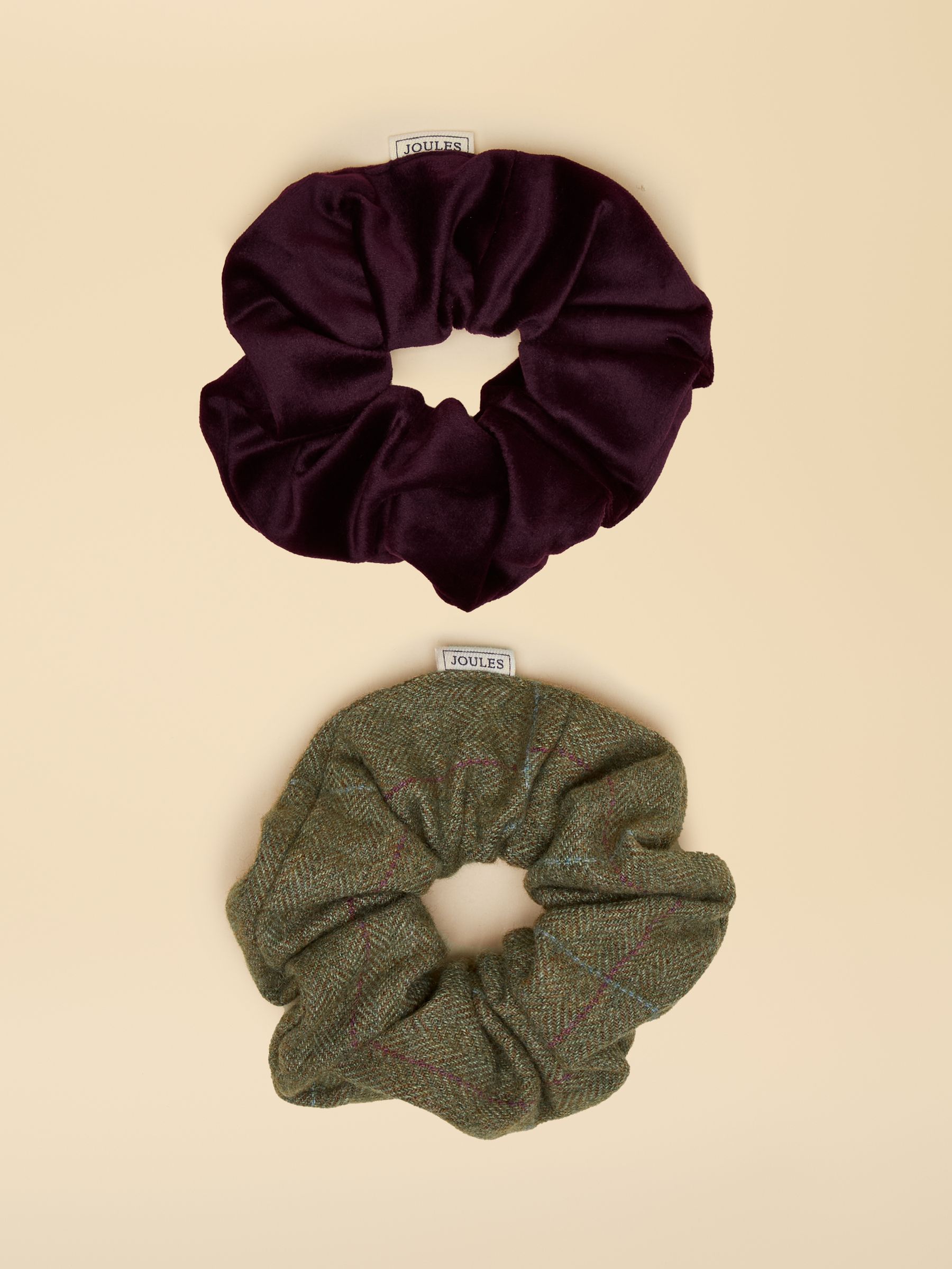 Annika Green Tweed & Burgundy Velvet Scrunchie 2 Pack - Image 1 of 2