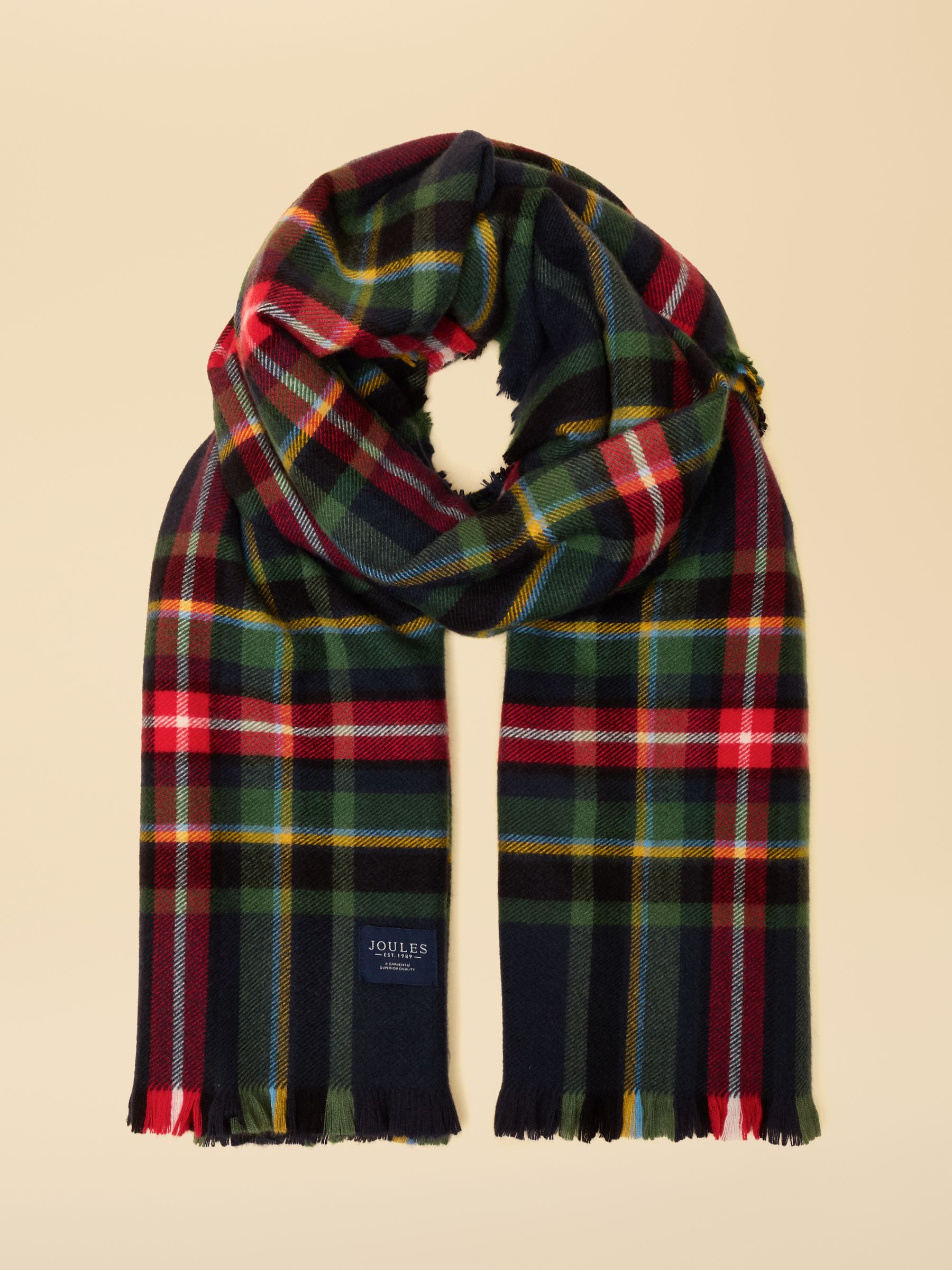Bracewell Red & Navy Tartan Check Large Scarf - Image 1 of 6