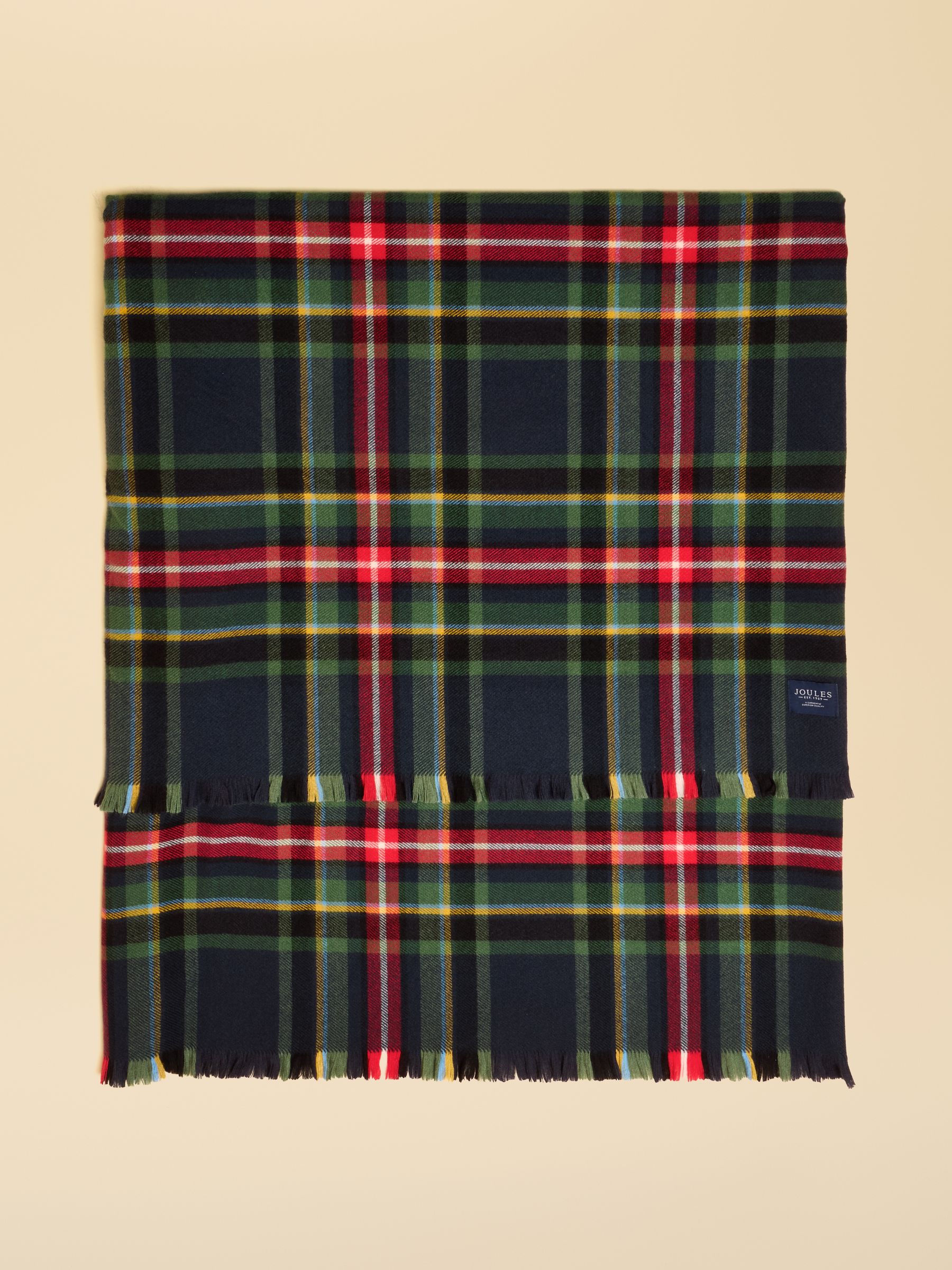 Bracewell Red & Navy Tartan Check Large Scarf - Image 6 of 6