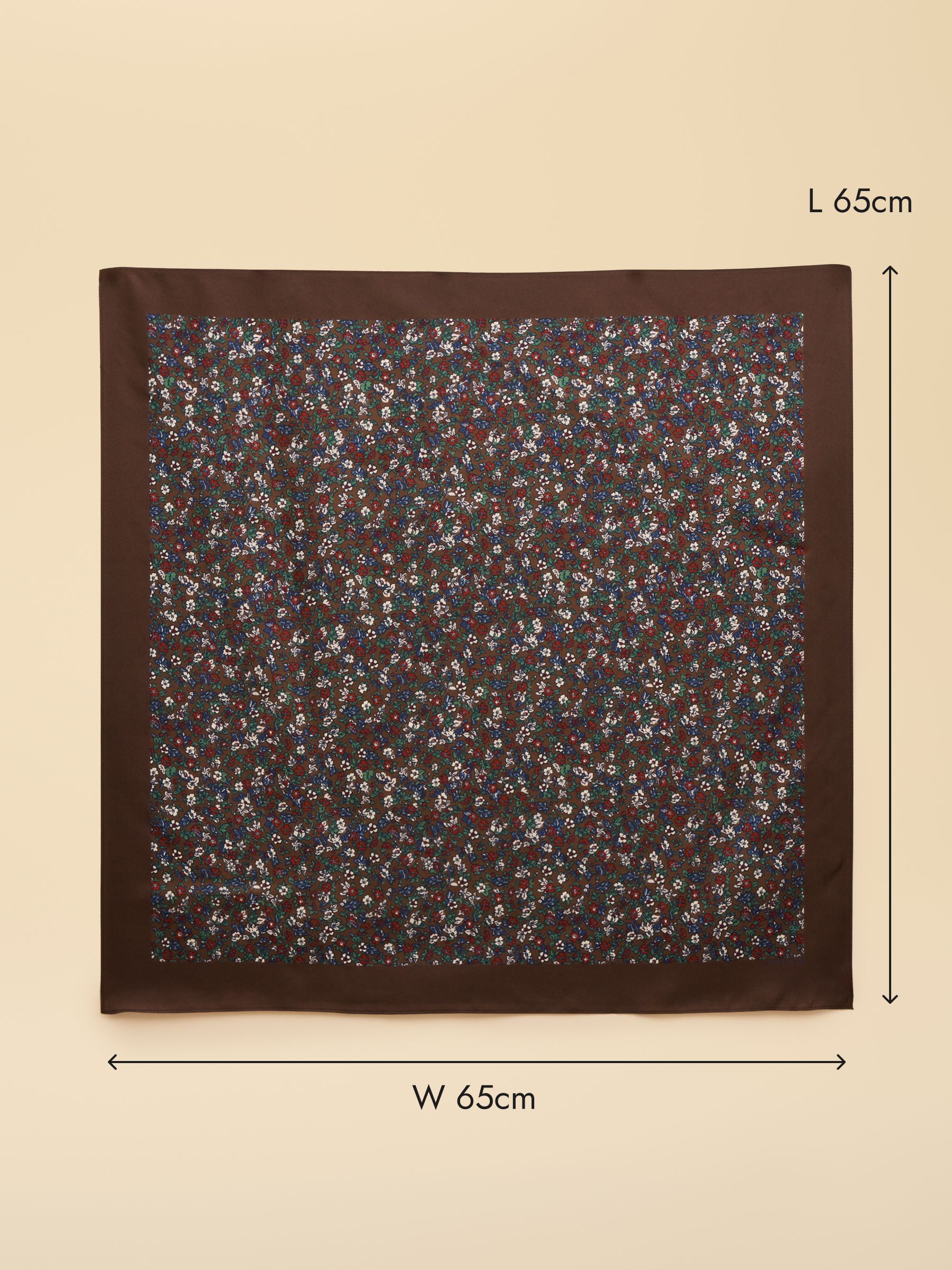 Elsie Chocolate Brown Small Square 100% Silk Scarf - Image 2 of 8