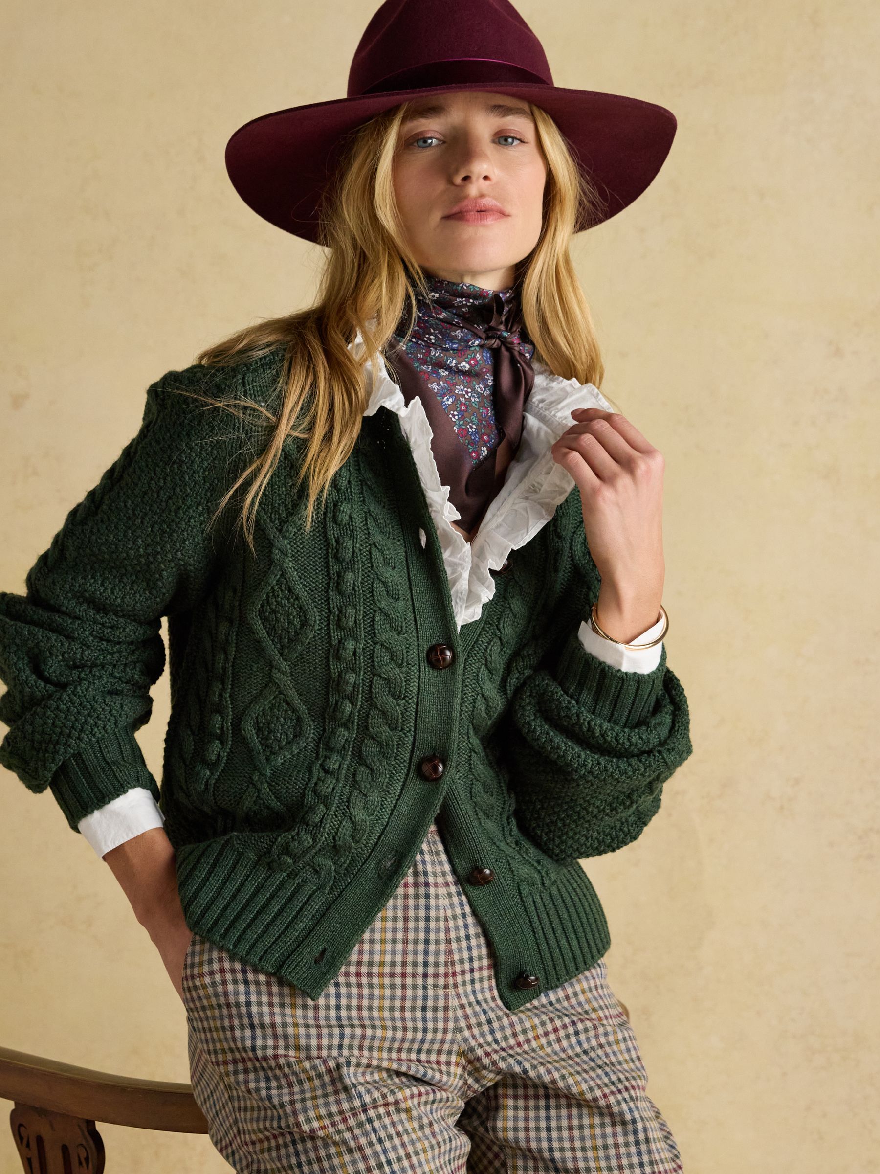 Elsie Chocolate Brown Small Square 100% Silk Scarf - Image 6 of 8