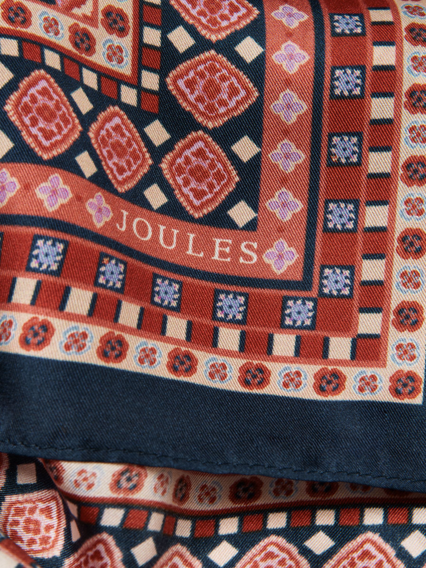 Elsie Navy Small Square 100% Silk Scarf - Image 7 of 7 Elsie Navy Small Square 100% Silk Scarf - Image 7 of 7