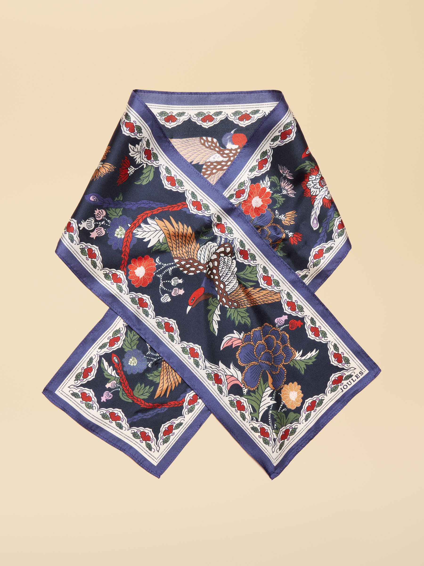 Highgrove Navy 100% Silk Printed Skinny Scarf - Image 1 of 7