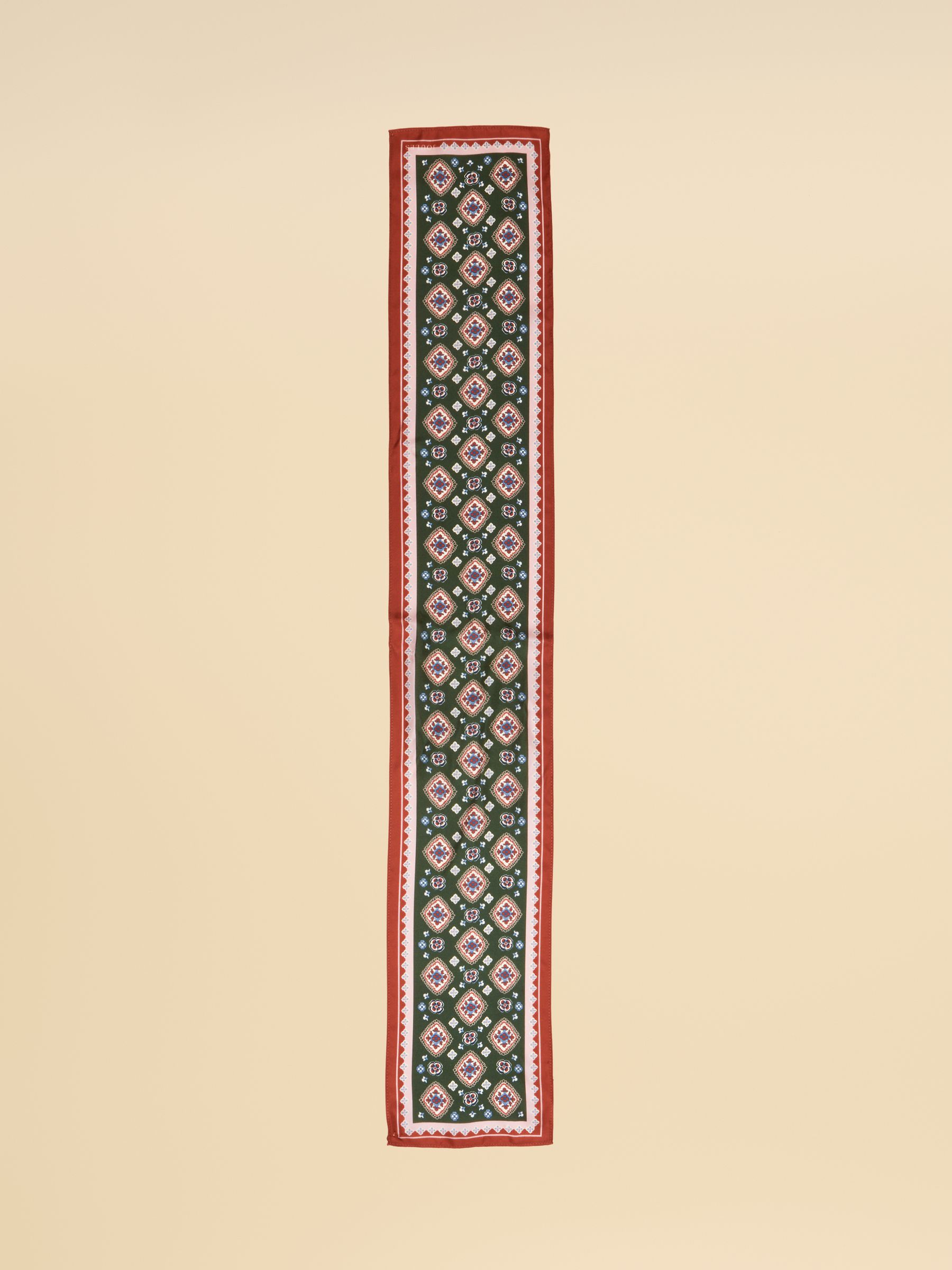 Highgrove Green 100% Silk Printed Skinny Scarf - Image 5 of 6