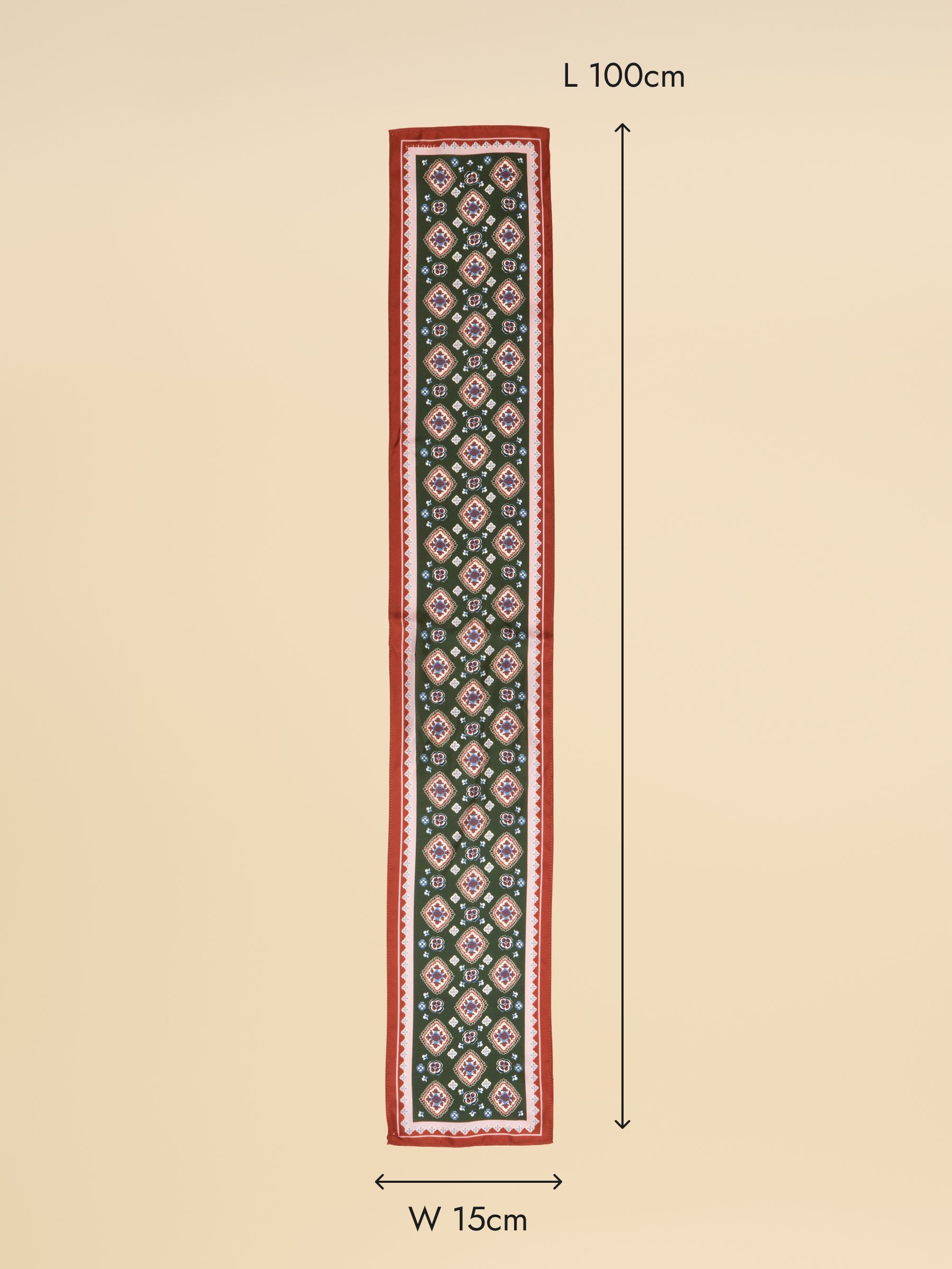 Highgrove Green 100% Silk Printed Skinny Scarf - Image 6 of 6