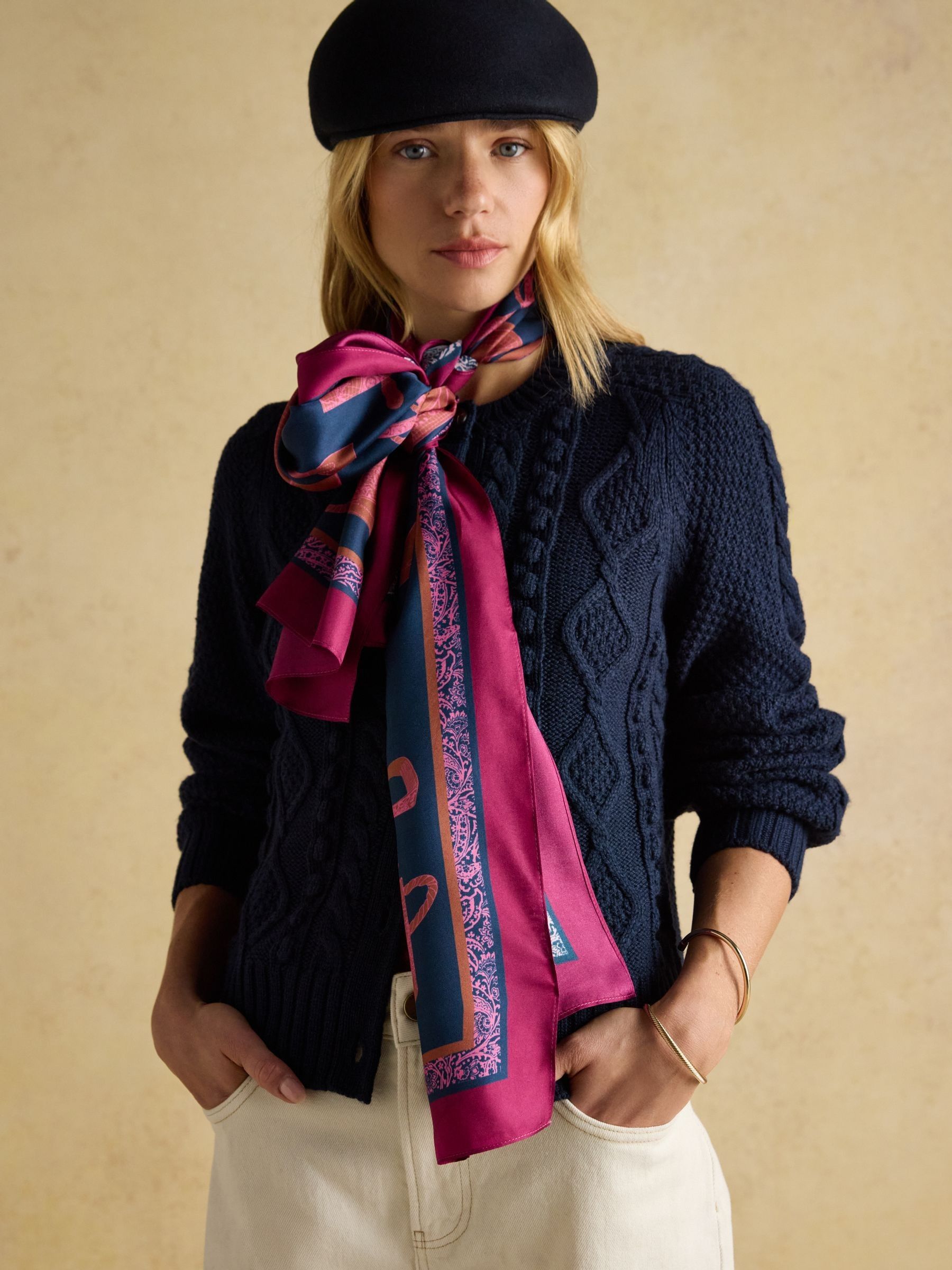 Windsor Navy 100% Silk Scarf - Image 3 of 8
