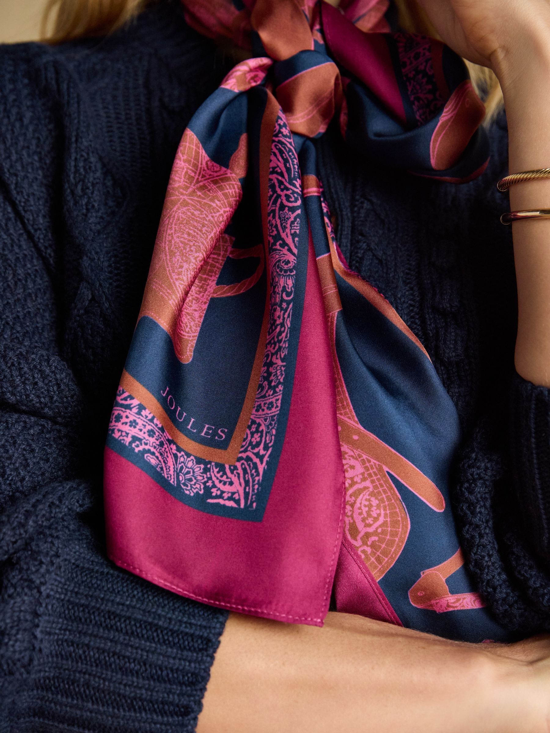 Windsor Navy 100% Silk Scarf - Image 7 of 8