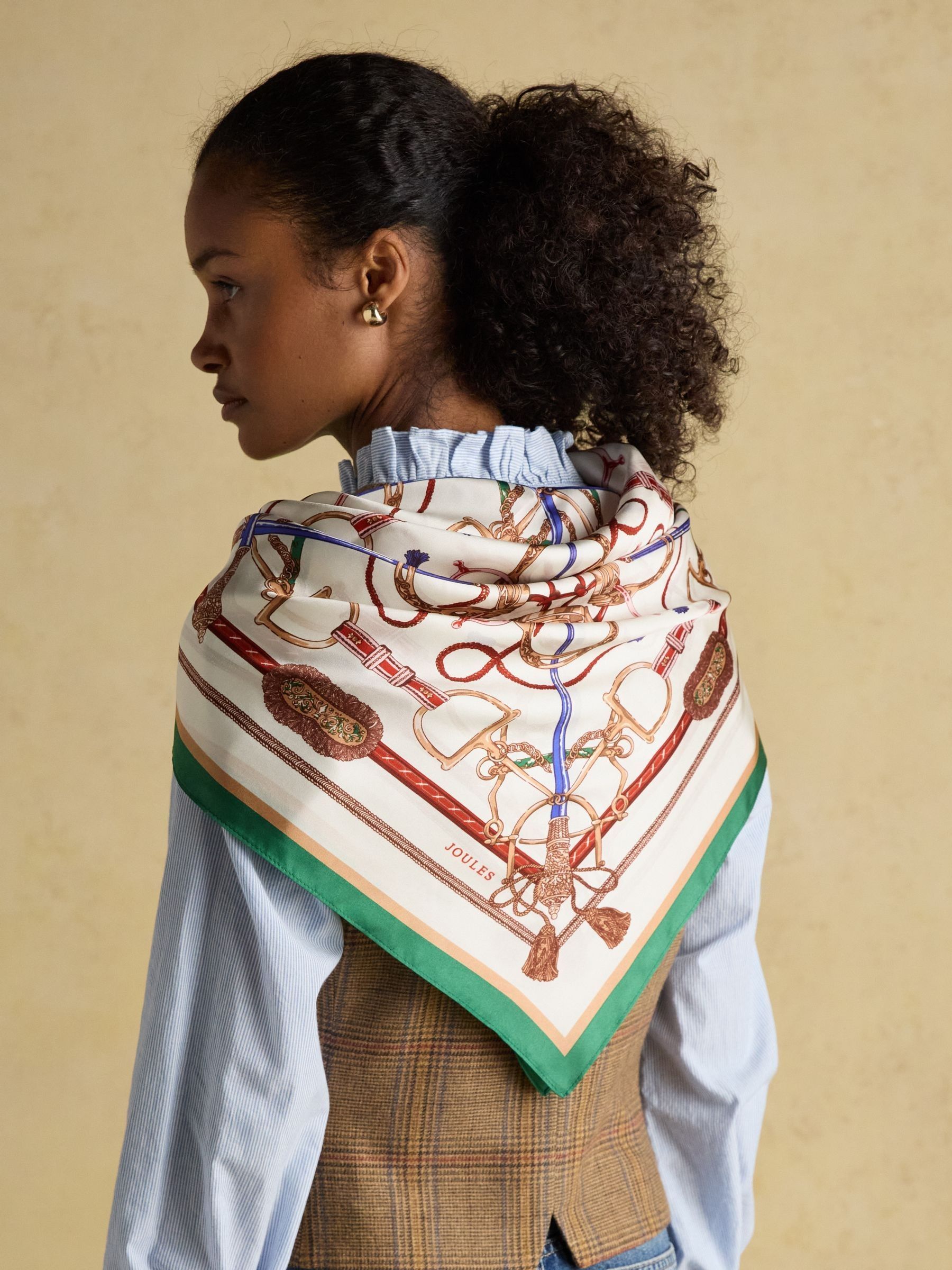 Bloomfield Cream Square 100% Silk Scarf - Image 2 of 8