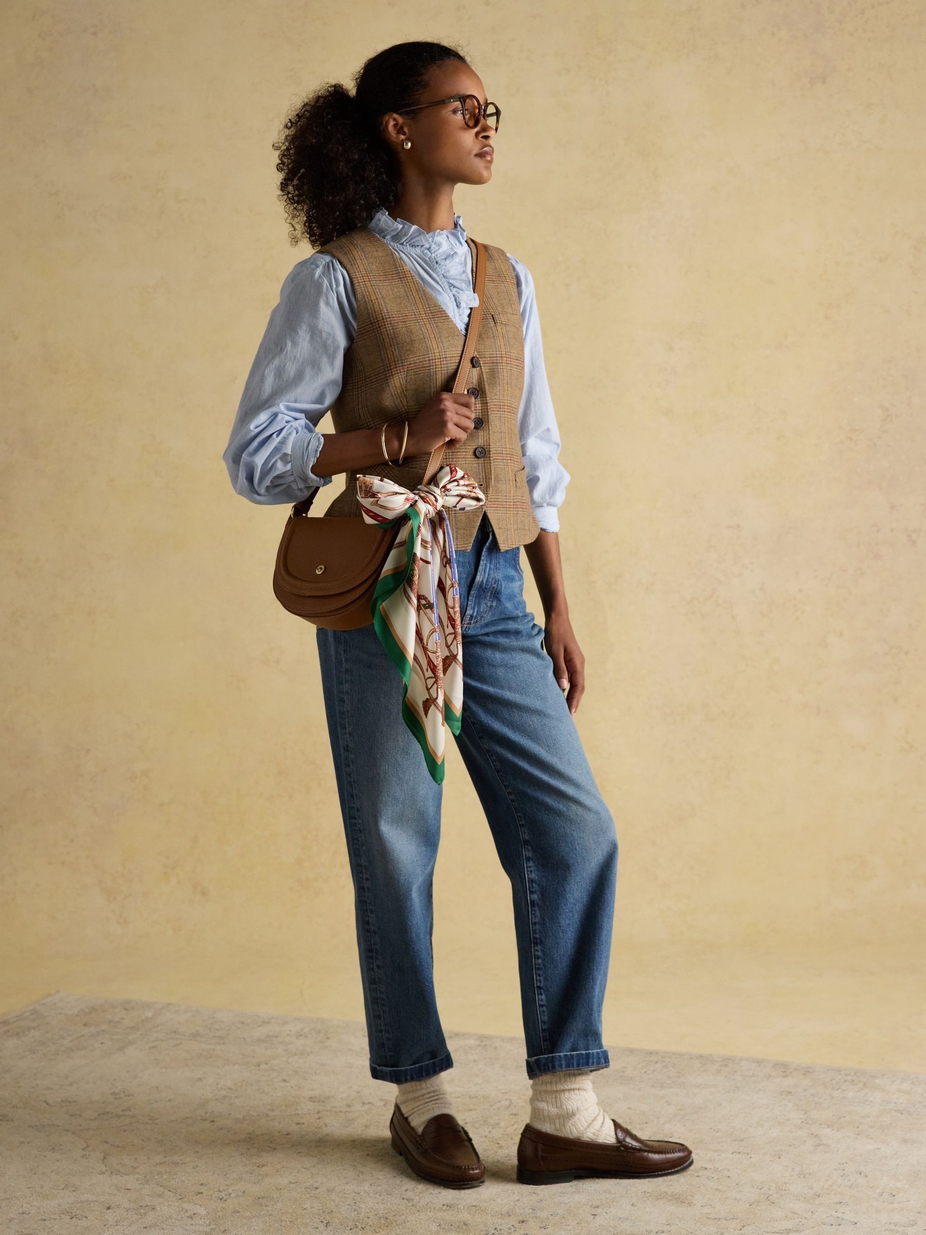 Bloomfield Cream Square 100% Silk Scarf - Image 5 of 8